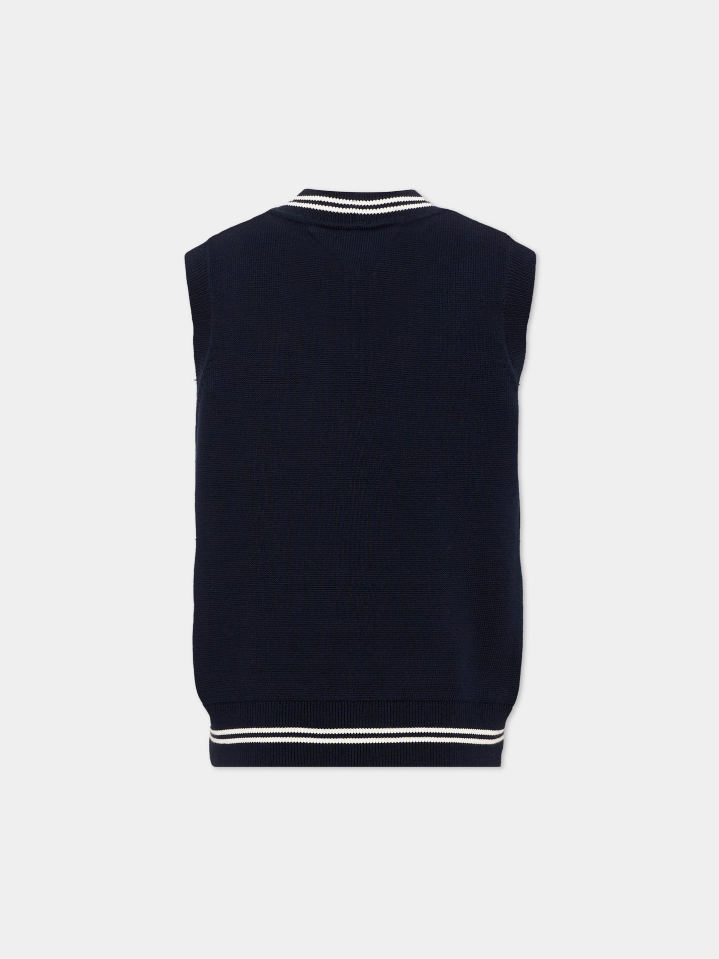 Maglia gilet blu per bambino con logo,Tommy Hilfiger Junior,KB0KB10426 YA8