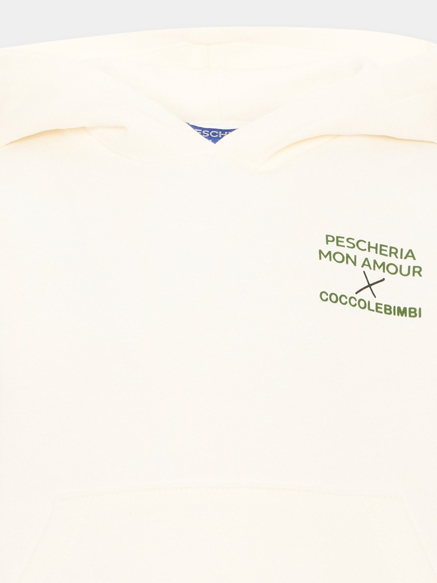 Felpa con cappuccio avorio con stampa,Pescheria Mon Amour X Coccolebimbi,PMAK HD009 CRM