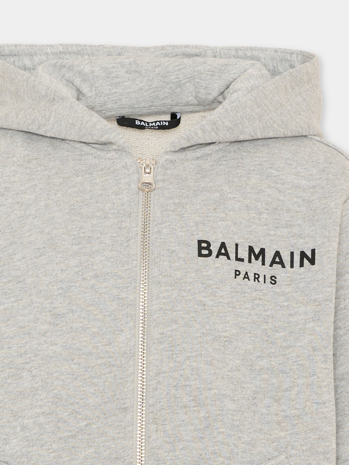 Felpa con cappuccio grigia per bambini con logo,Balmain Kids,BV4Q30 Z0114 809