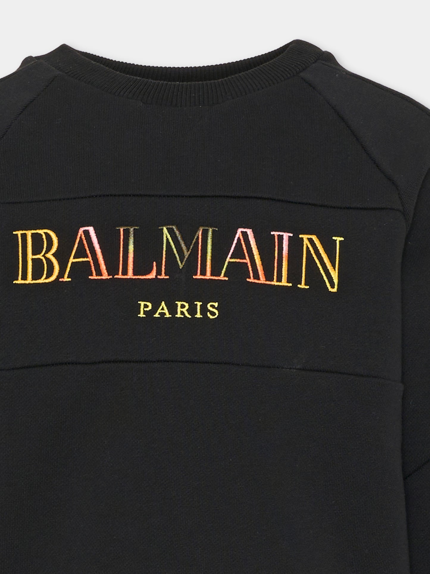 Felpa girocollo nera per bambini con logo,Balmain Kids,BW4Q20 Z0081 930MC