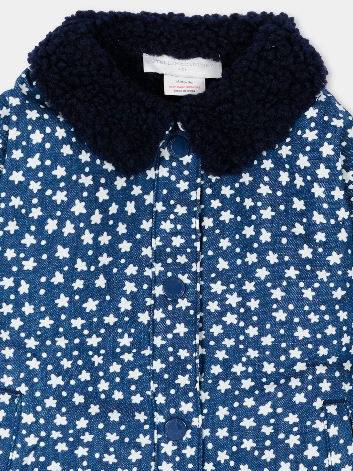 Bomber blu per neonata con stelle,Stella Mccartney Kids,TX2027 Z3193 618BC