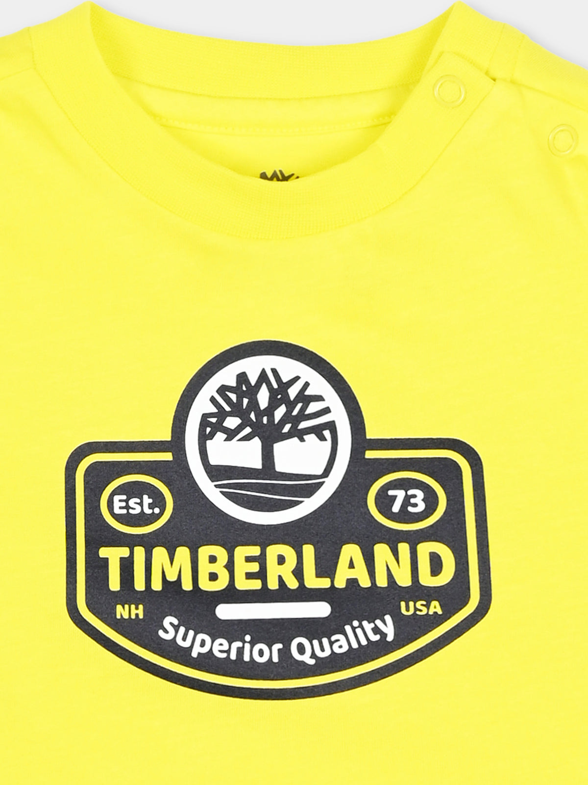 T-shirt a manica lunga gialla con logo per neonato,Timberland,T60588 555