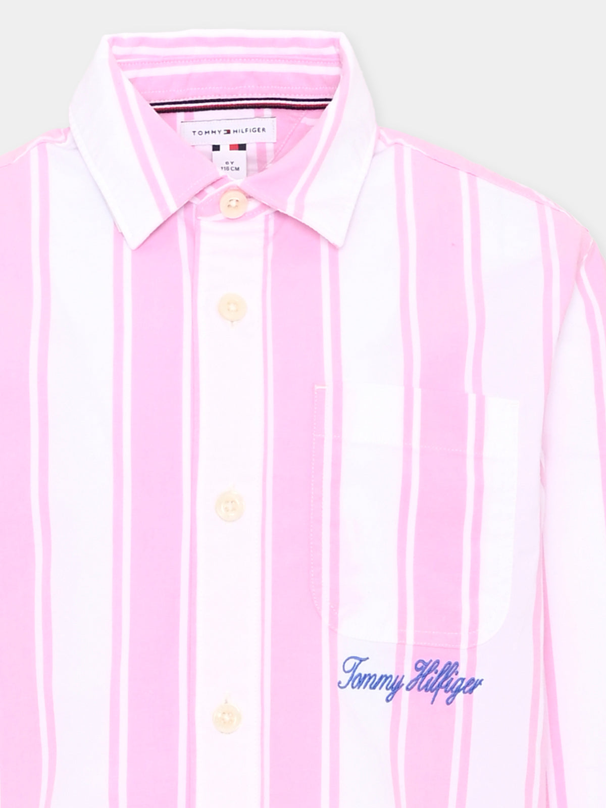 Camicia a manica lunga rosa a righe per bambino,Tommy Hilfiger Junior,KB0KB10566 TOU