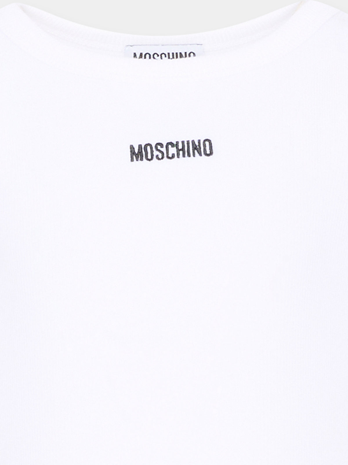 T-shirt a manica lunga bianca con logo per bambina,Moschino Kids,HAO011 LBA39 10101