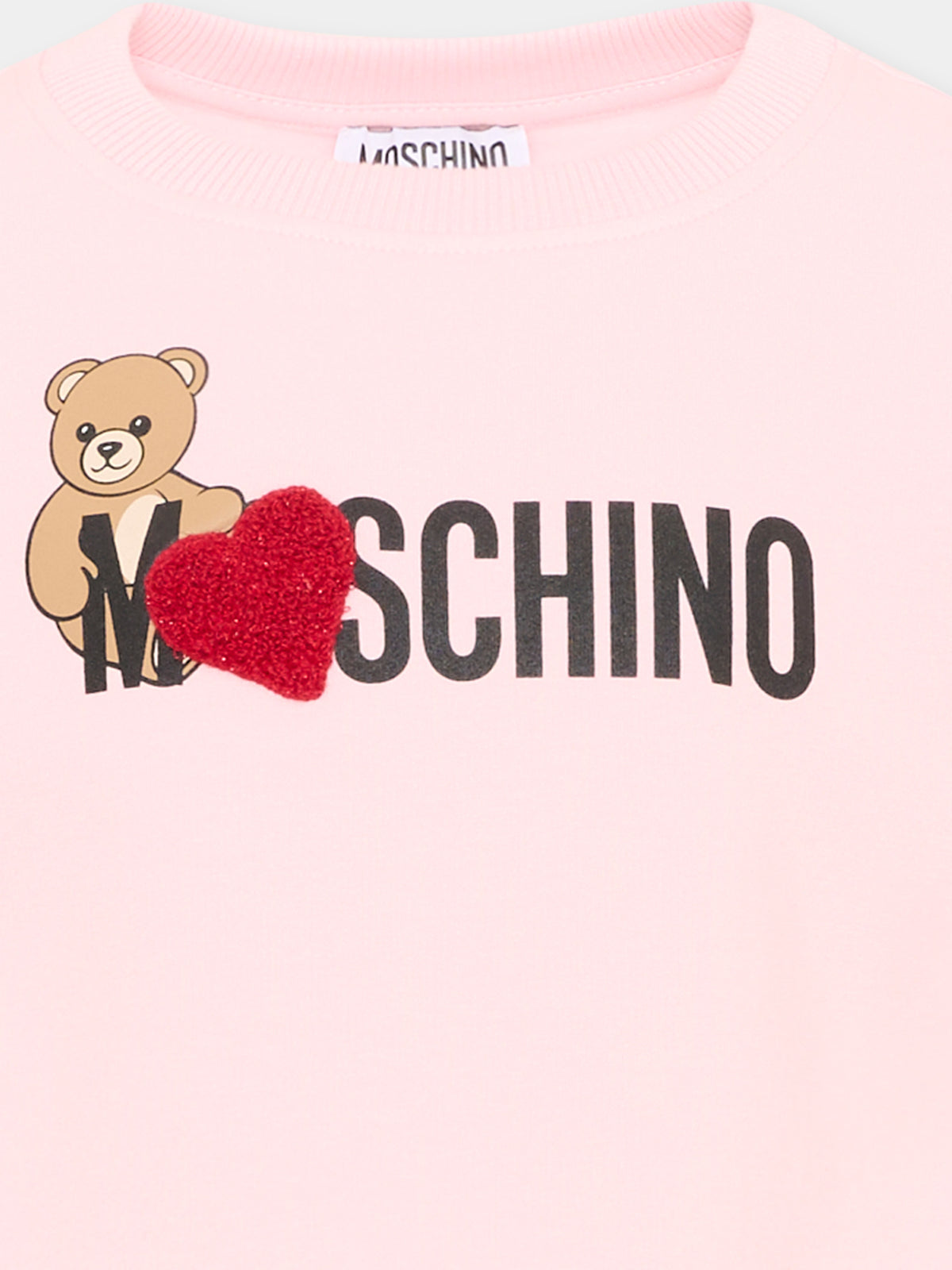 Felpa girocollo rosa con teddy bear per bambina,Moschino Kids,HDF06U LDA18 50209