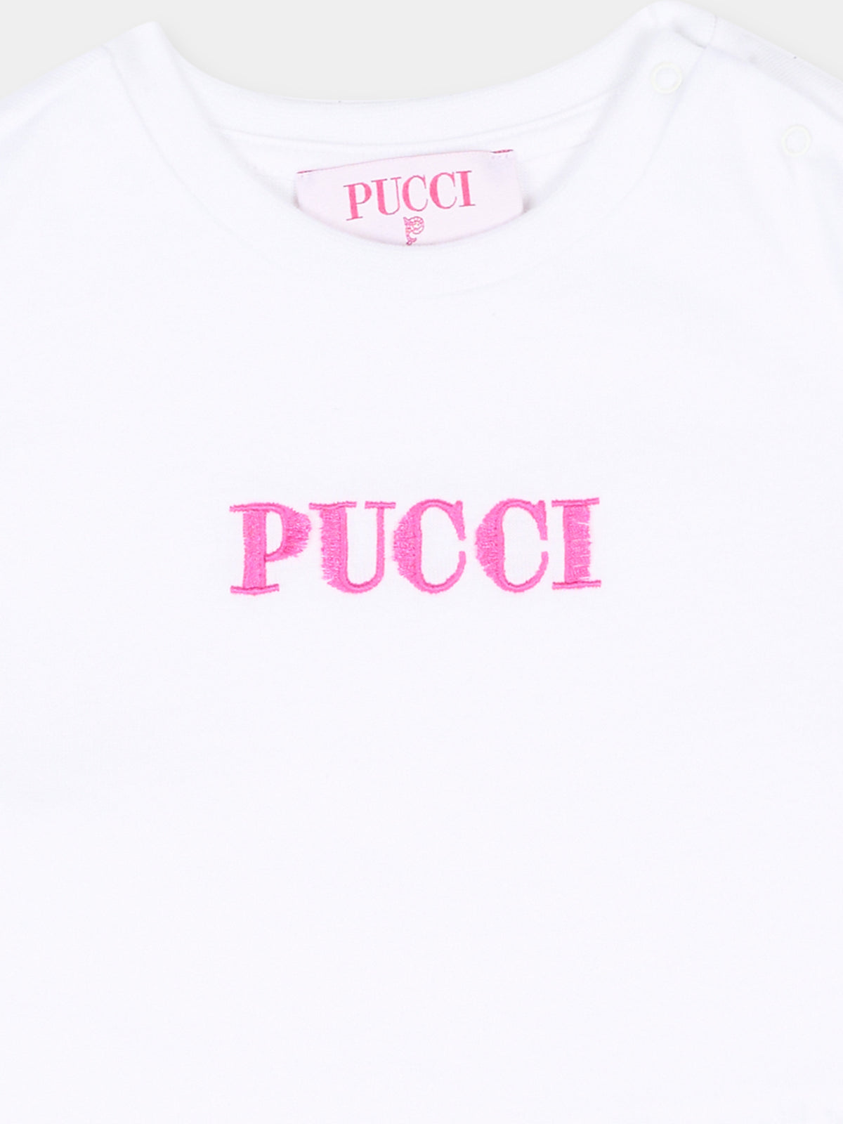 T-shirt a manica corta bianca con logo per neonata,Emilio Pucci Junior,PZ8051 Z3672 100