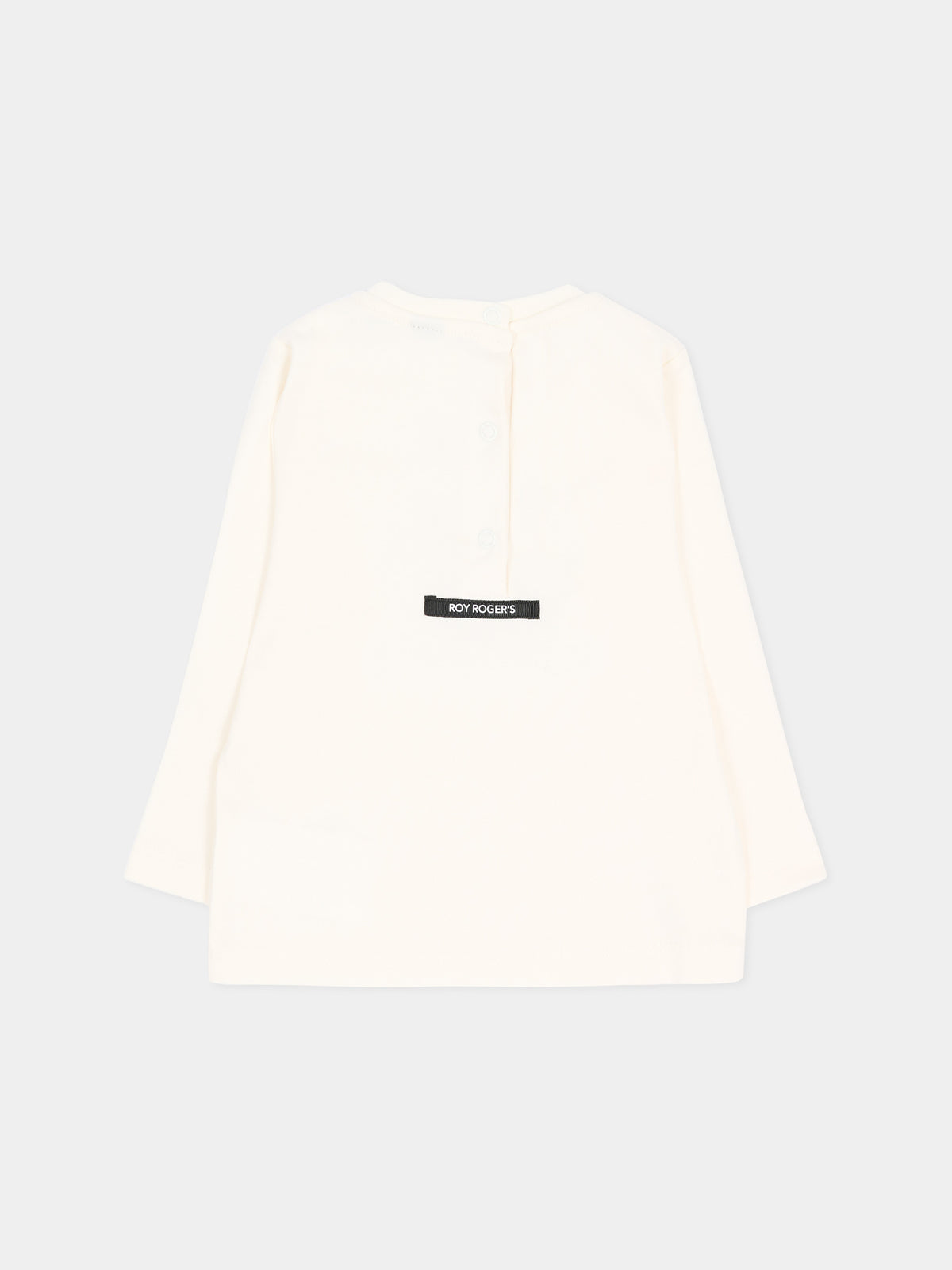 T-shirt a manica lunga avorio con stampa per neonati,Roy Roger's Kids,R F192 00 0112