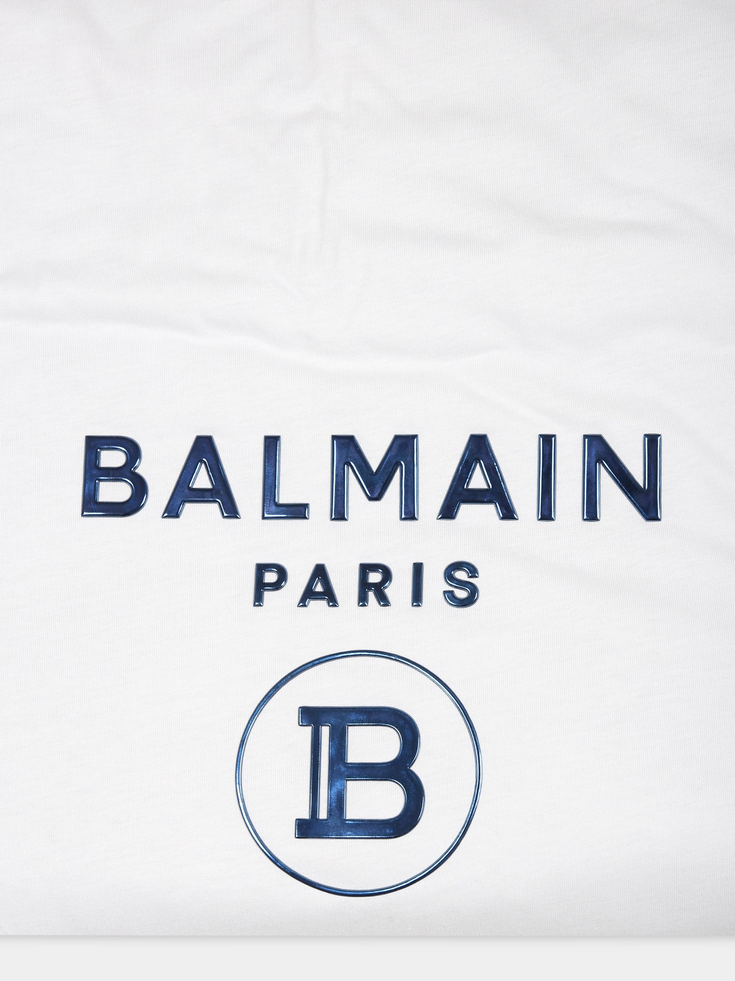 Coperta bianca per neonato con doppio logo blu,Balmain Kids,6Q0A10 Z0057 100AZ