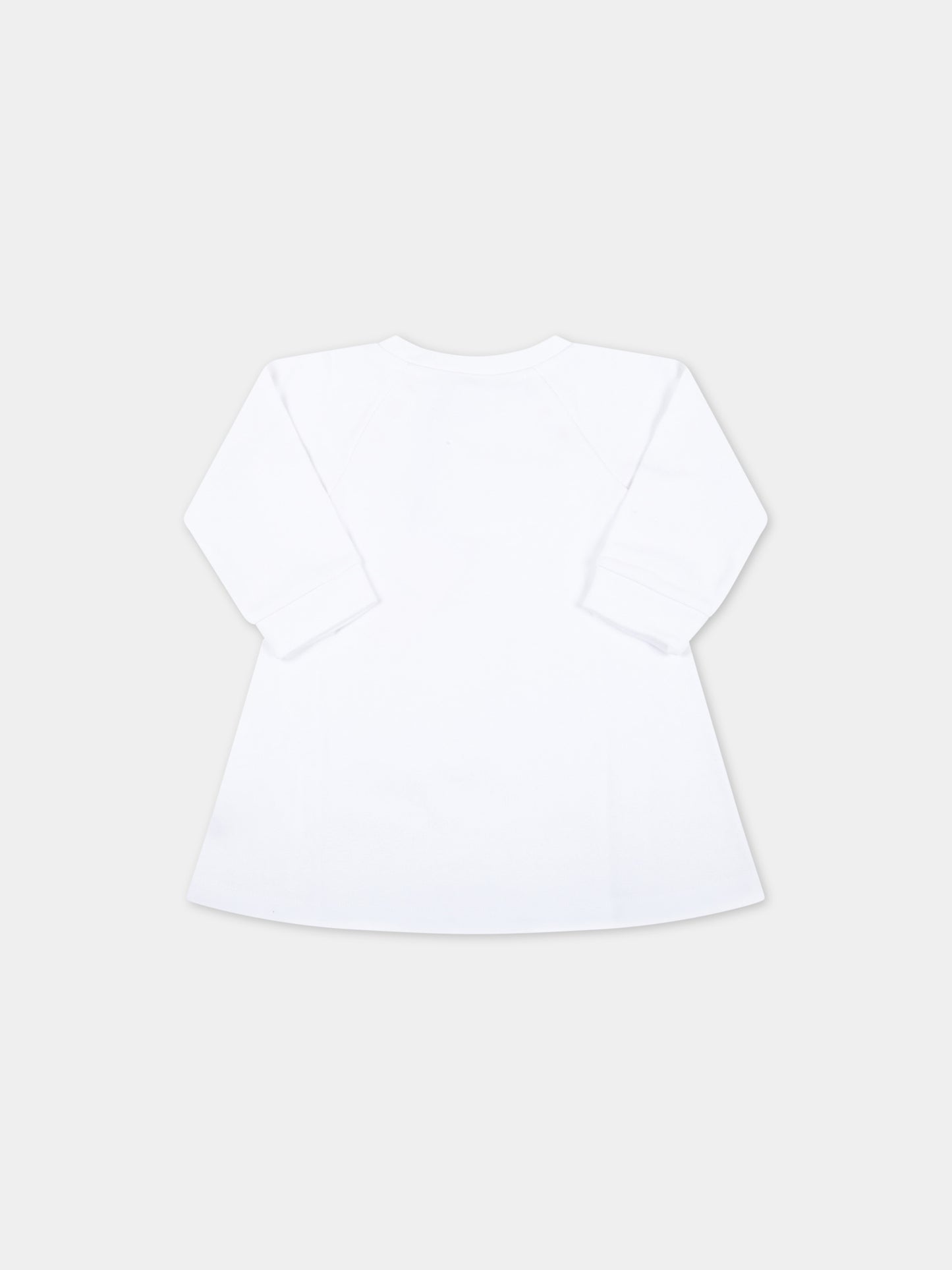 Vestito bianco per neonata con logo dorato,Balmain Kids,6Q1860 F0015 100
