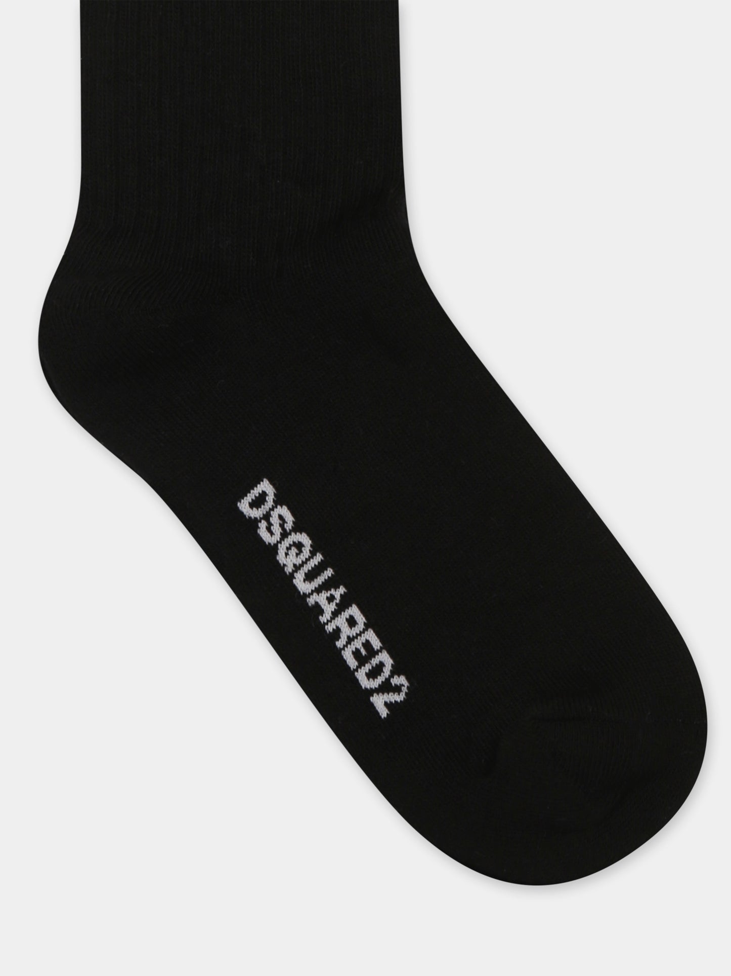 Calze nere per bambino con logo bianco,Dsquared2,DQ1035 D00WI DQ900