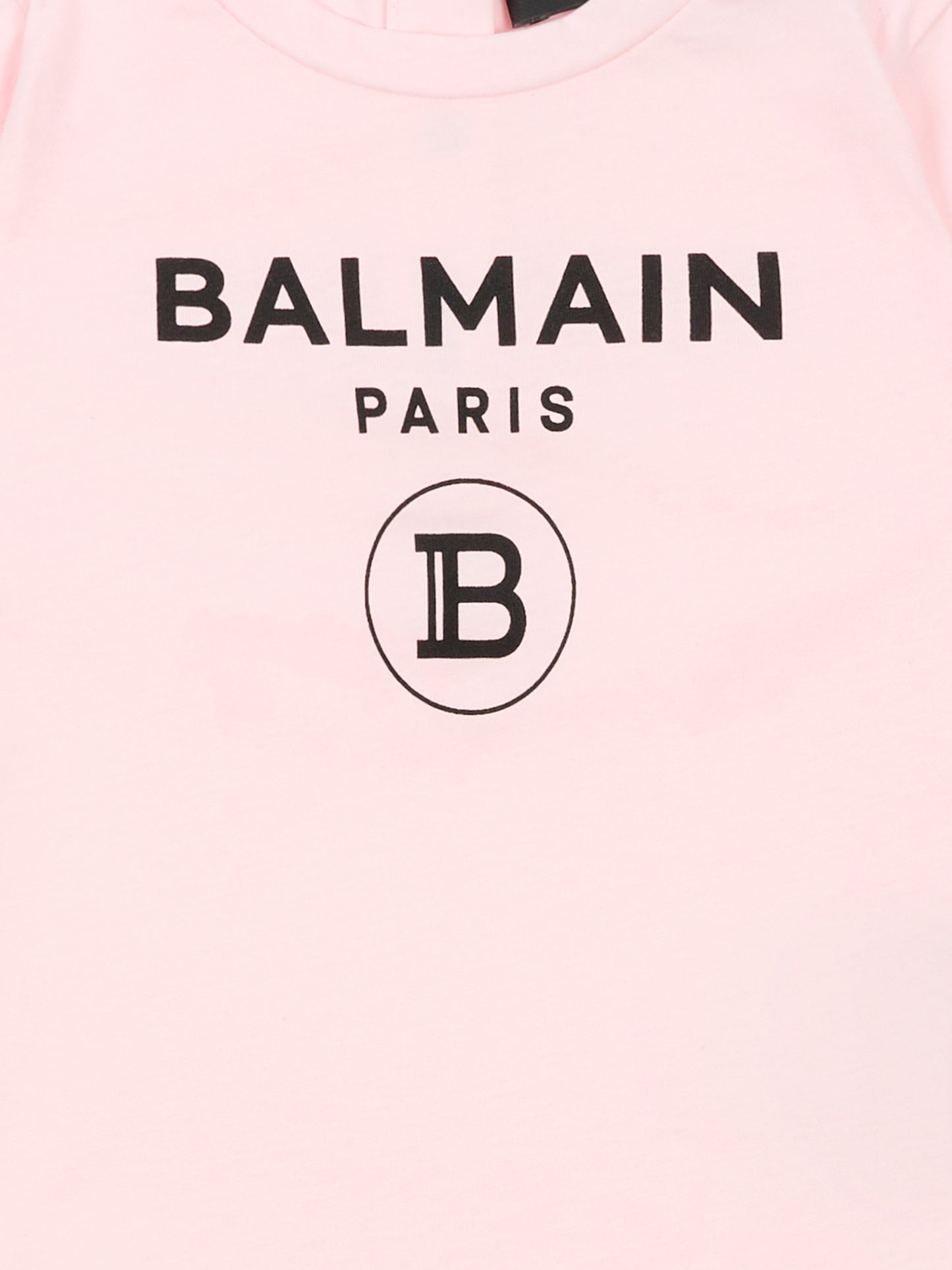 T-shirt rosa per neonata con loghi neri,Balmain Kids,6R8621 Z0112 539NE
