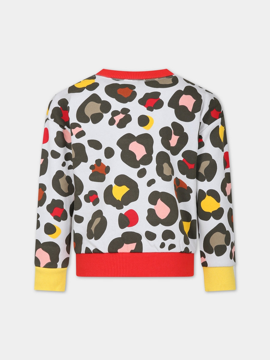 Felpa beige per bambina con logo e stampa,Kenzo Kids,K15689 261