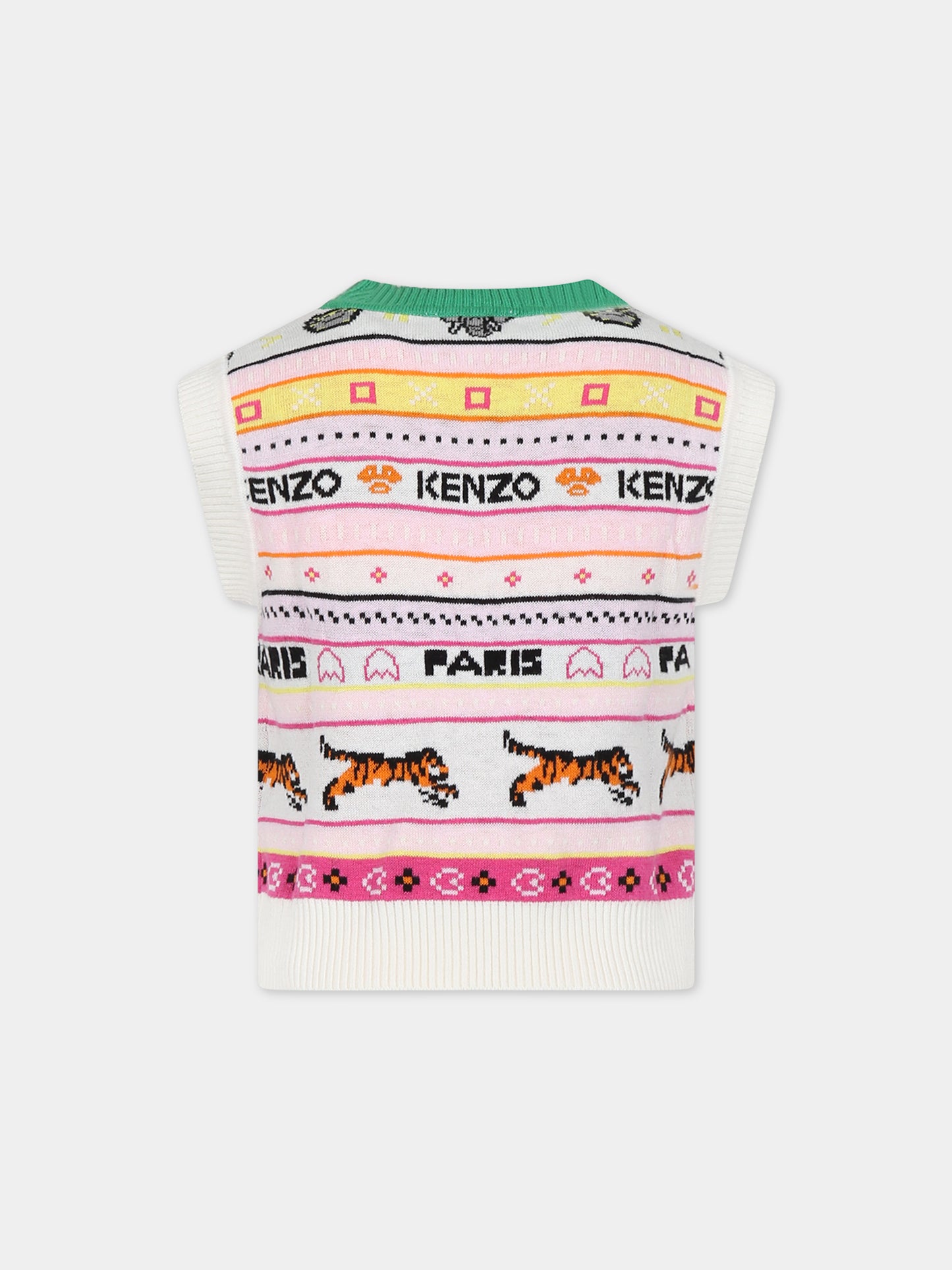 Gilet multicolor per bambina con logo,Kenzo Kids,K15686 121