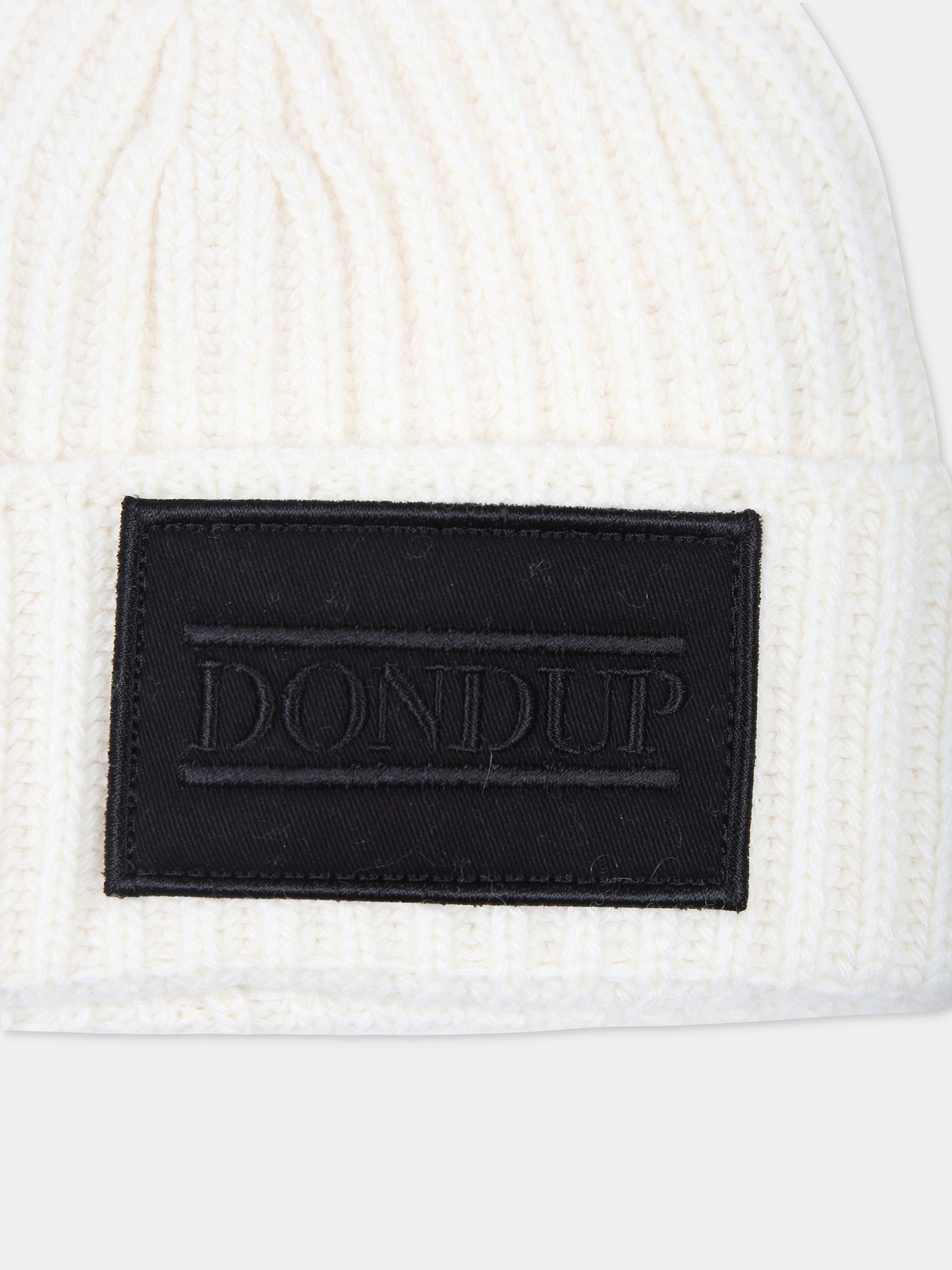 Berretto bianco per bambini con logo,Dondup Kids,DFCP001 C FL116 0000