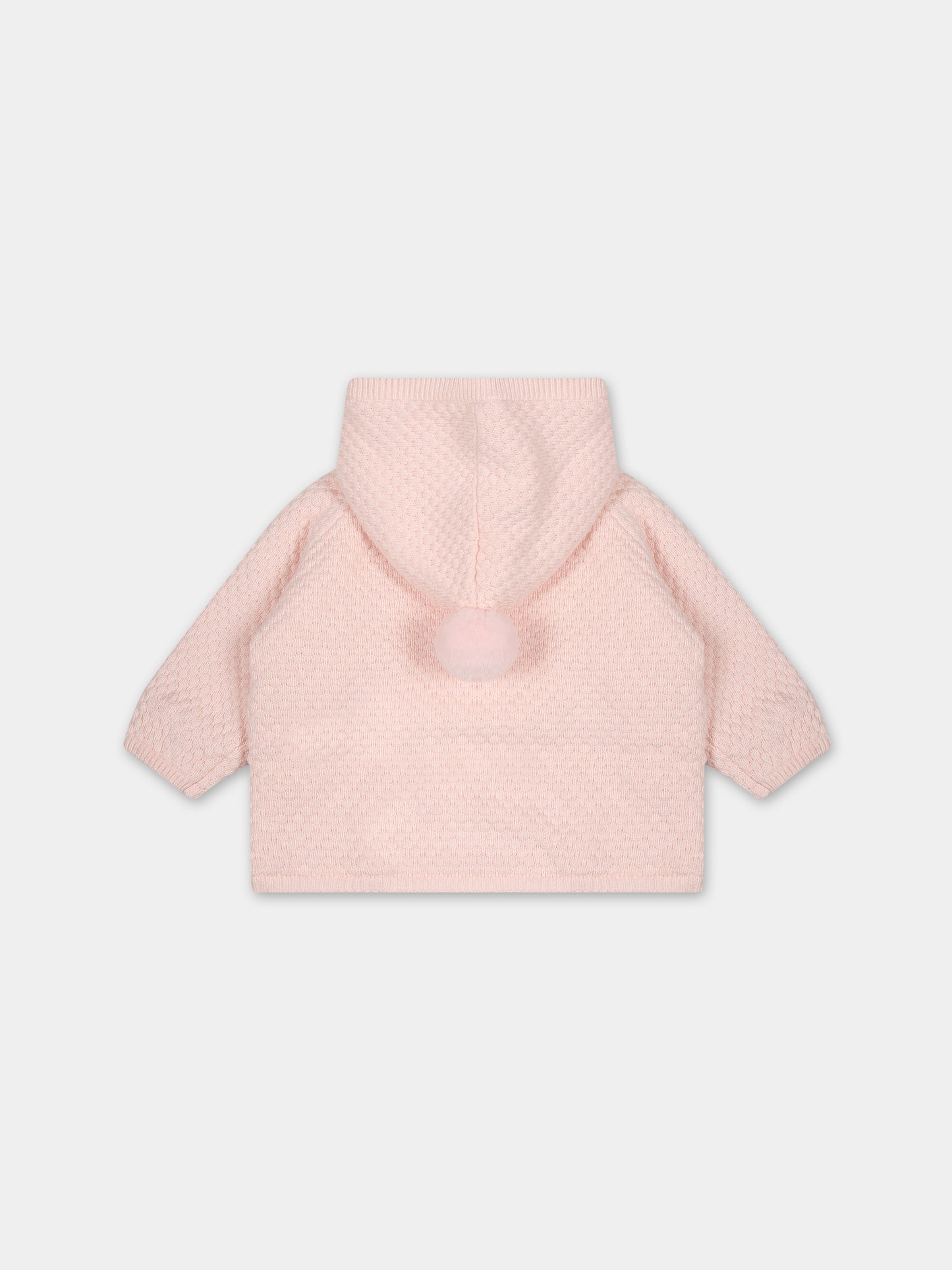 Cardigan rosa con cappuccio per neonata,Carrement Beau,Y96077 43B