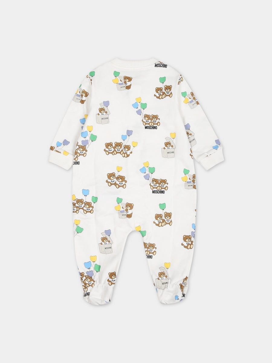 Tutina bianca per neonati con Teddy Bear e logo,Moschino Kids,MUT03M LCB38 83437