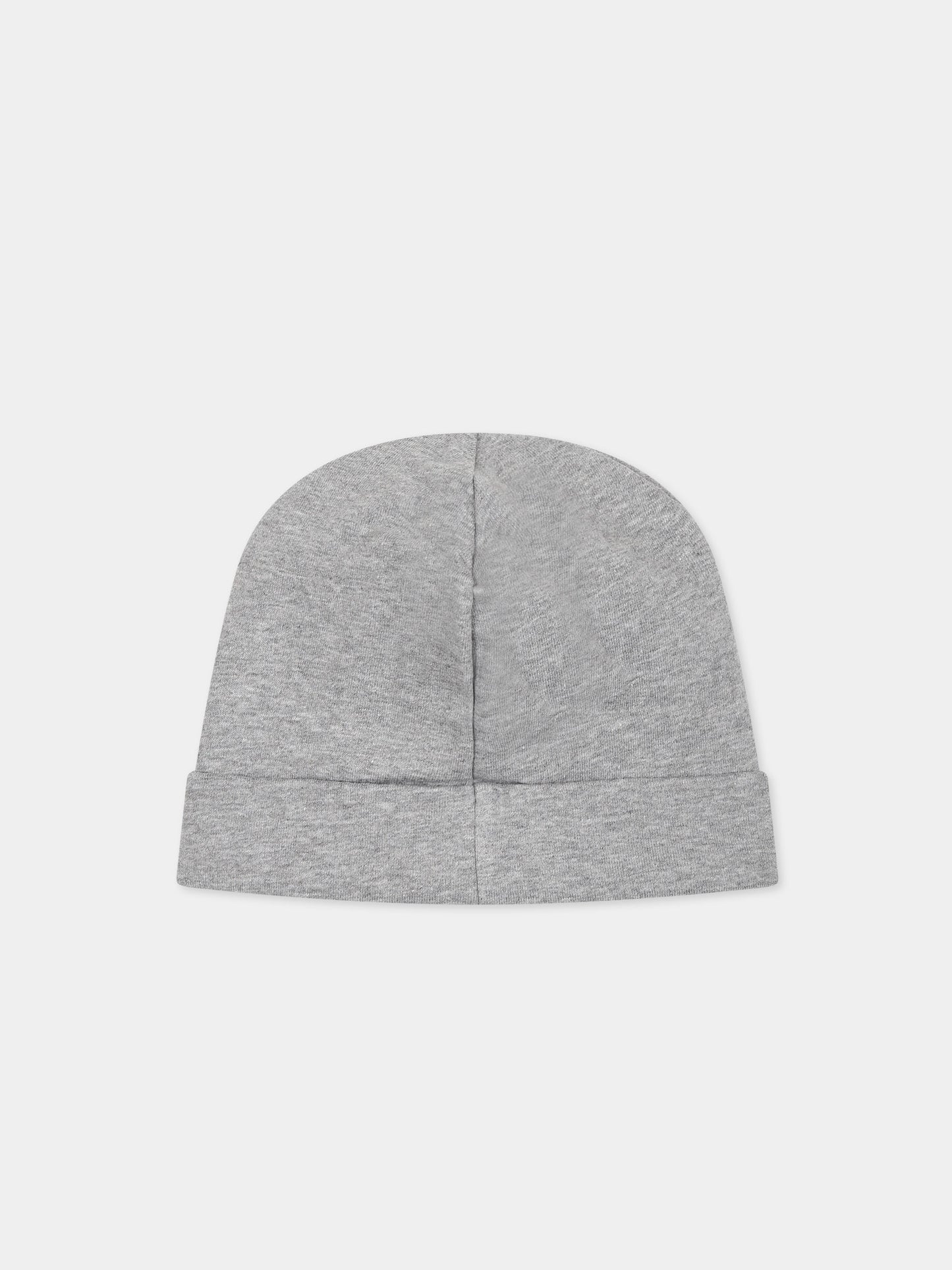 Grey hat for baby kids with Teddy Bear and logo