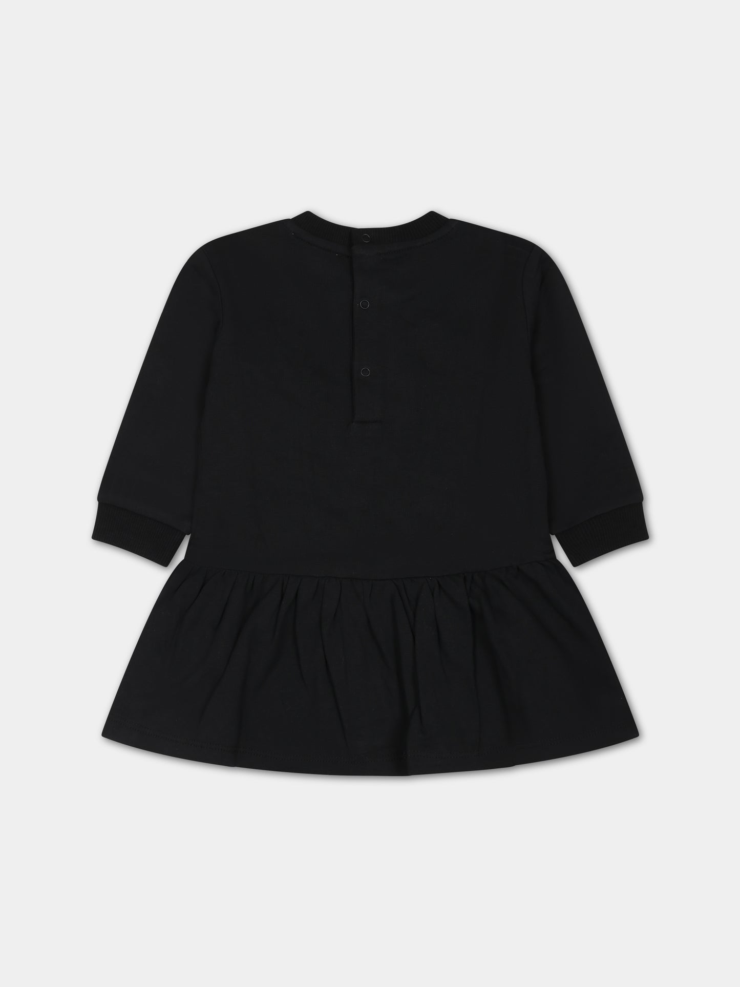 Vestito nero per neonata con Teddy Bears e logo,Moschino Kids,MAV09V LCA60 60100