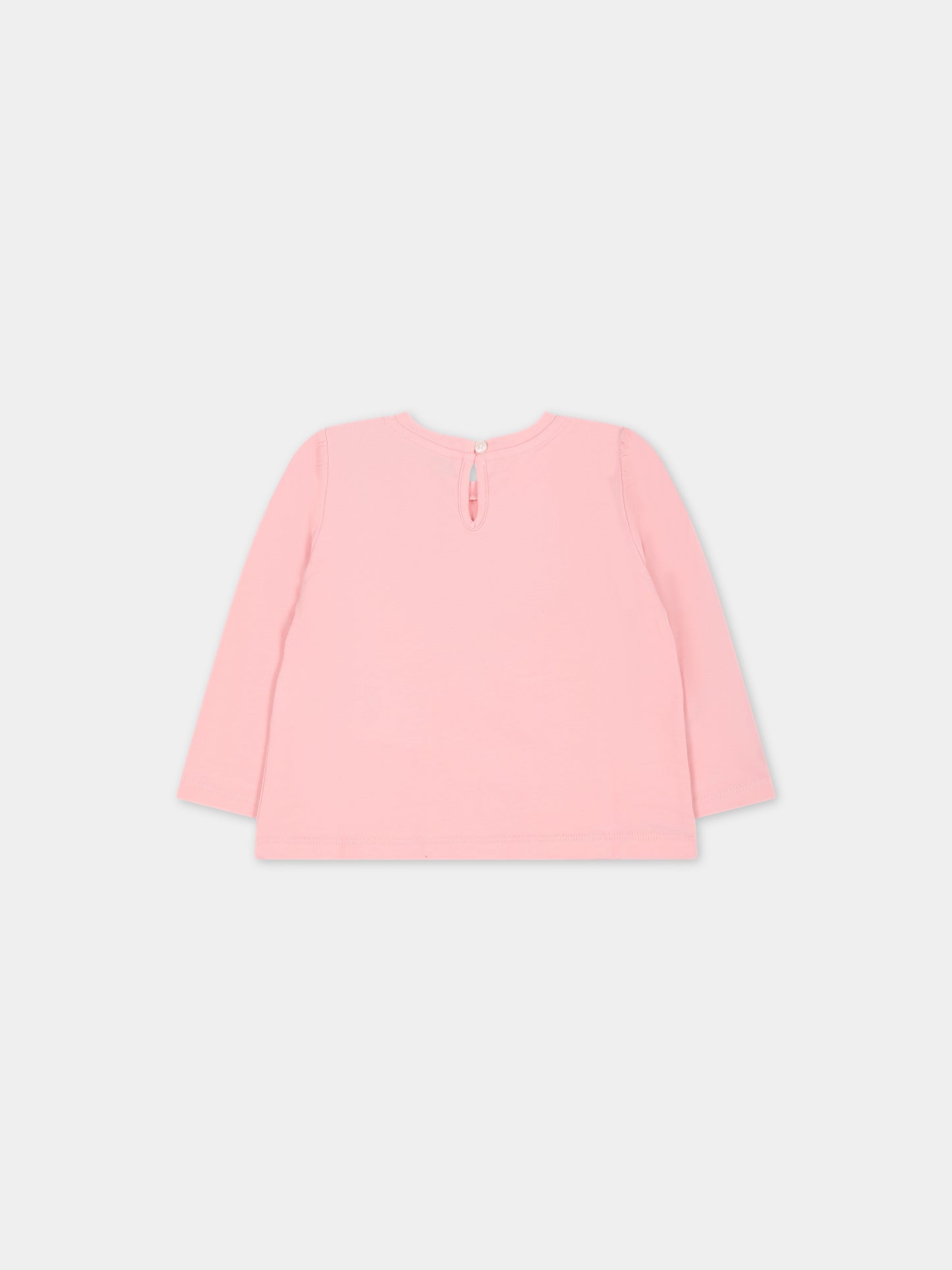 T-shirt rosa per neonata con Teddy Bear e logo,Moschino Kids,MDO00N LBA11 50209