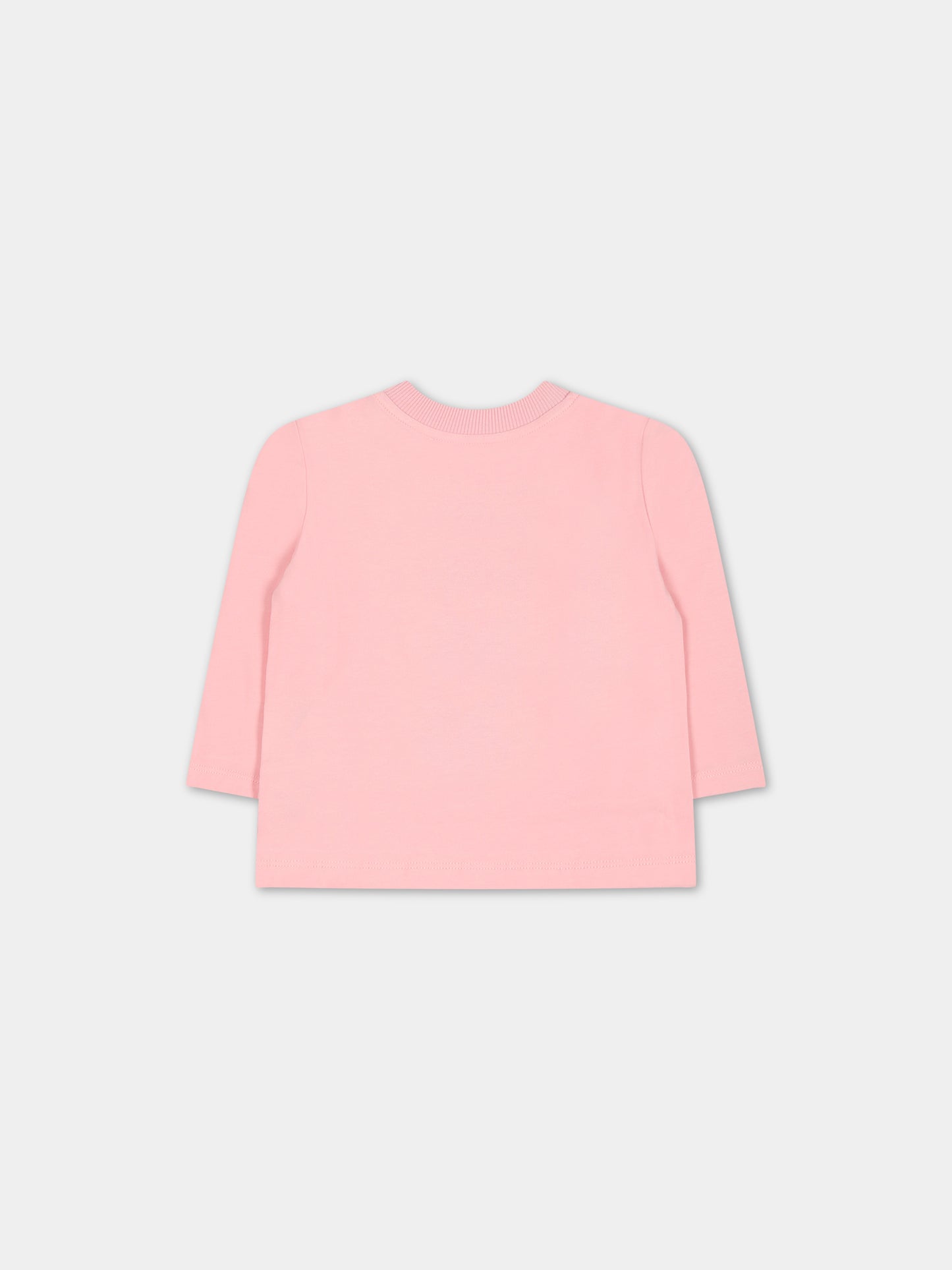 T-shirt rosa per neonata con Teddy Bear e cuore,Moschino Kids,MDO00L LBA11 50209