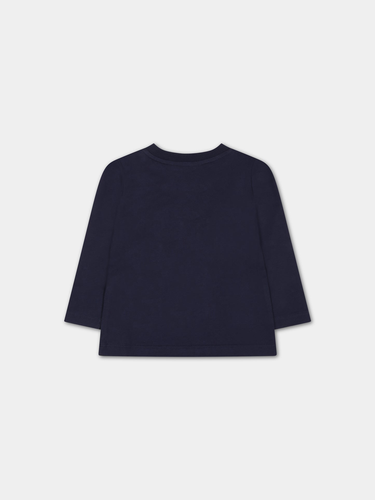 T-shirt blu per neonati con Teddy Bear e logo,Moschino Kids,MTO00D LAA01 40016