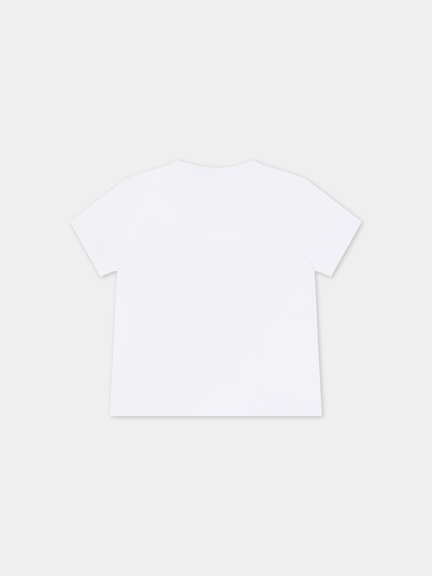 T-shirt bianca per neonati con Teddy Bears e logo,Moschino Kids,MUM03N LAA10 10101