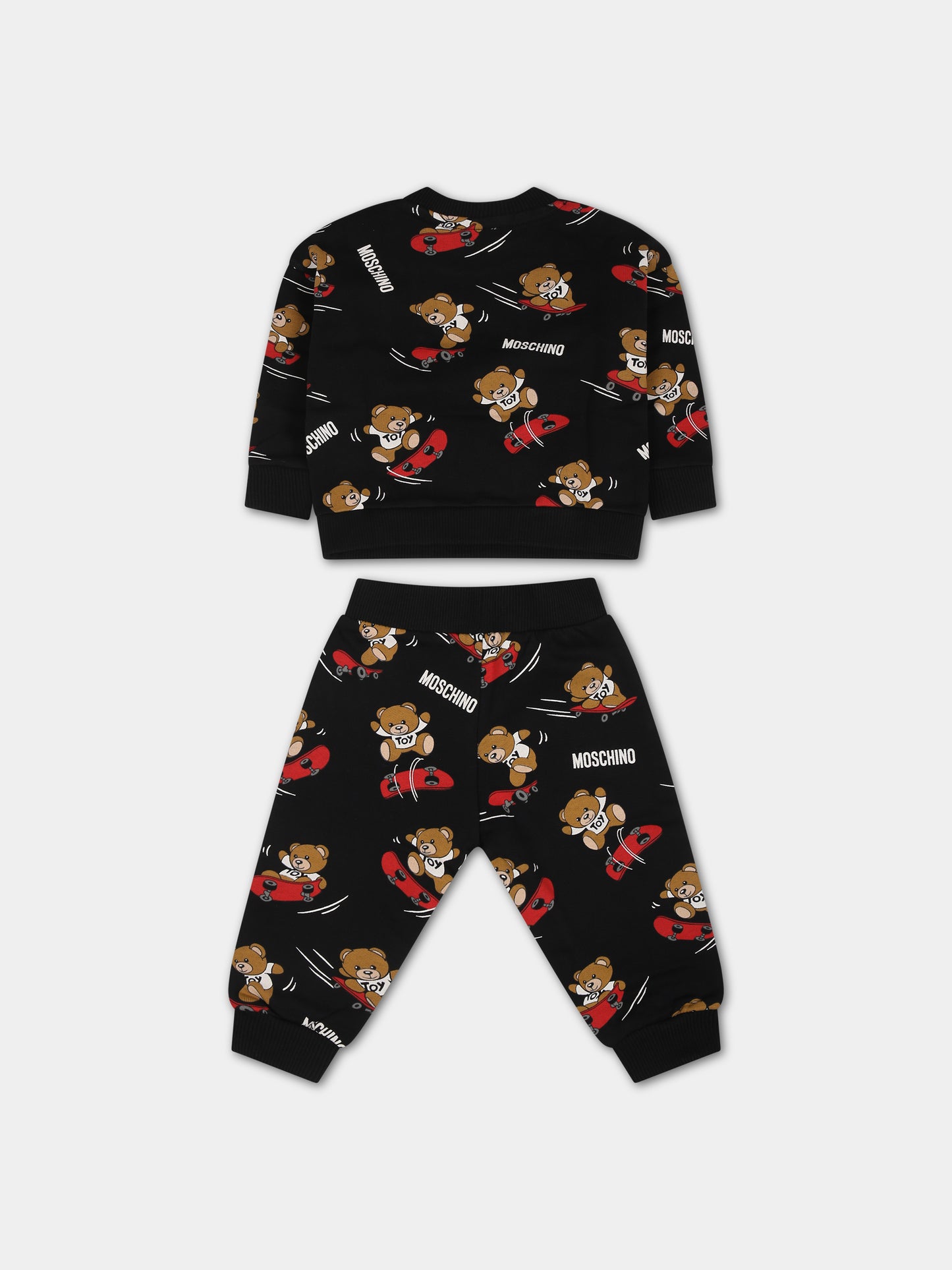 Completo nero per neonato con Teddy Bear e skateboard,Moschino Kids,MUK04K LCB39 83507