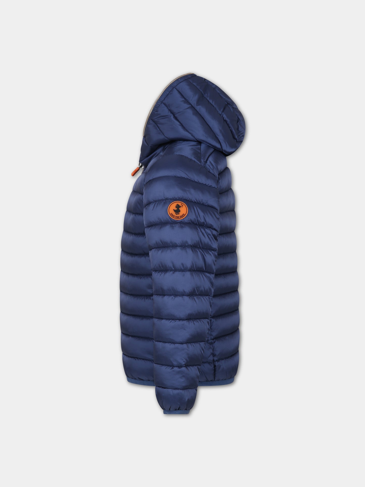 Piumino blu per bambina con logo,Save The Duck Kids,J32310G IRIS17 90000