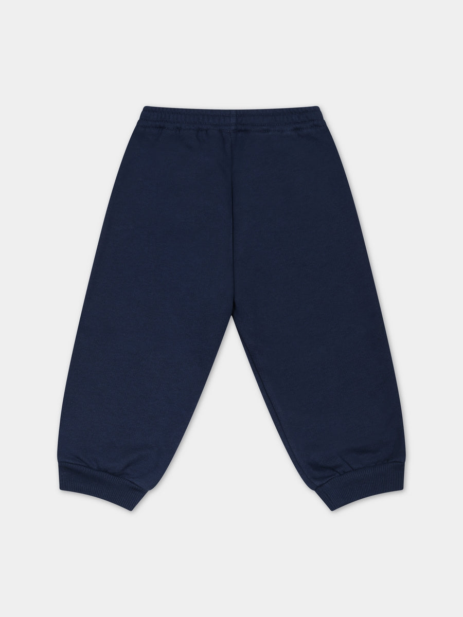 Pantaloni blu per neonato con doppia G,Gucci Kids,749651 XJFOO 4696