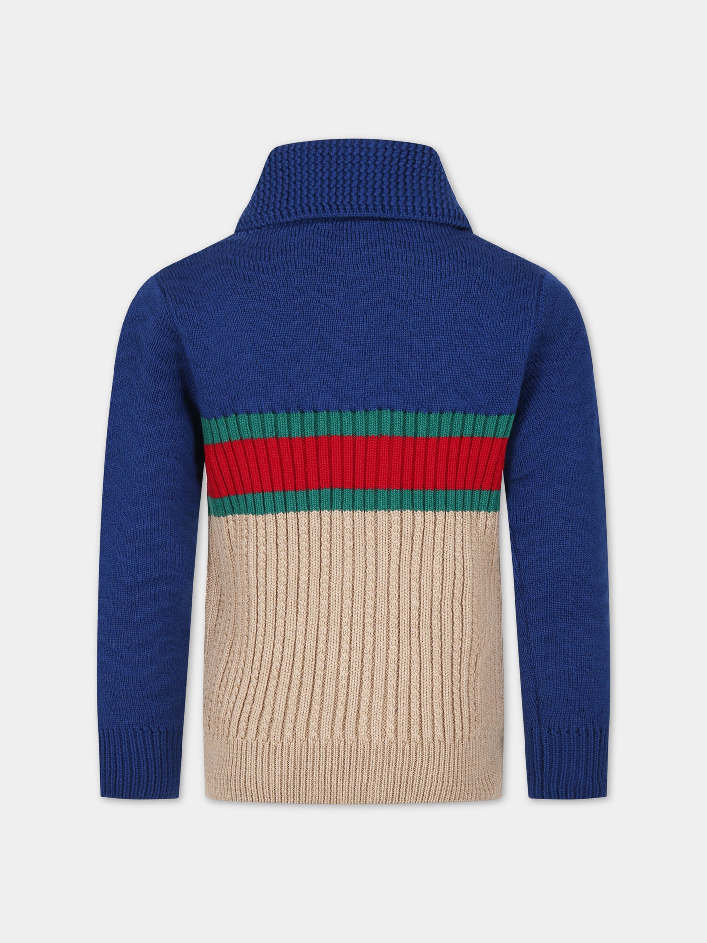 Cardigan multicolor con Web per bambino,Gucci Kids,738311 XKDAG 2400