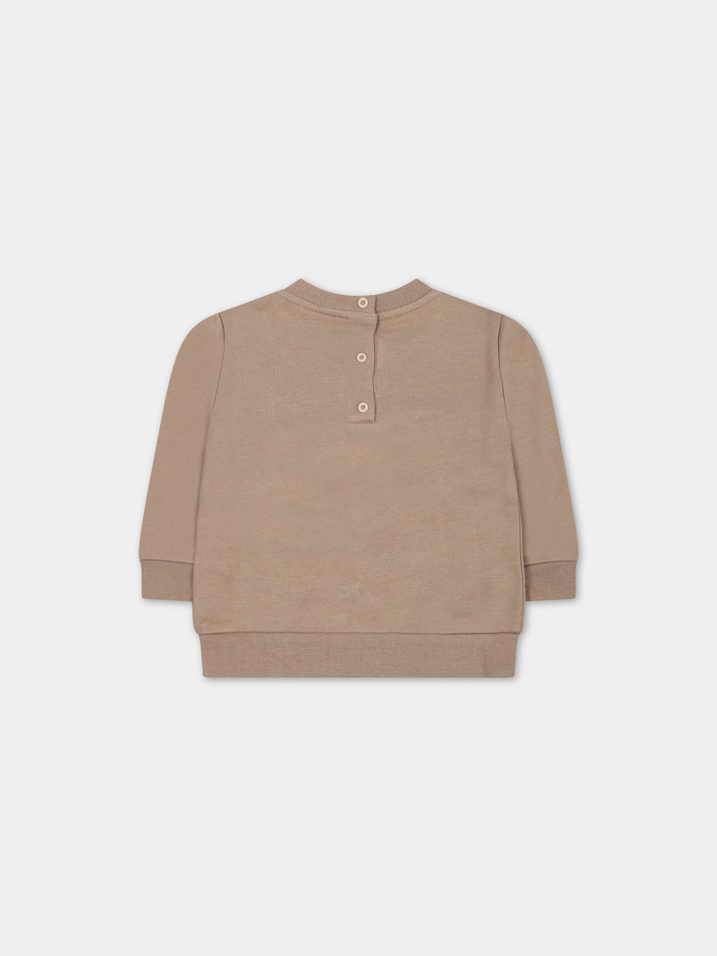 Felpa marrone per neonato con logo,Fendi Kids,BUH054 5V0 F14S6