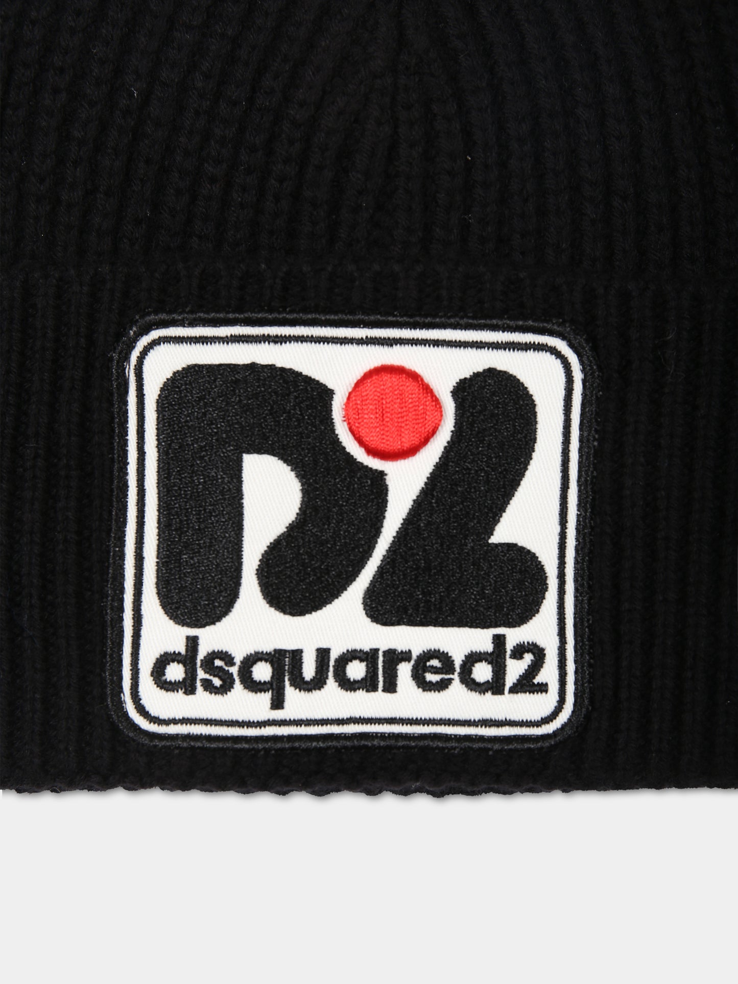 Berretto nero per bambino con logo,Dsquared2,DQ2016 D00WC DQ900