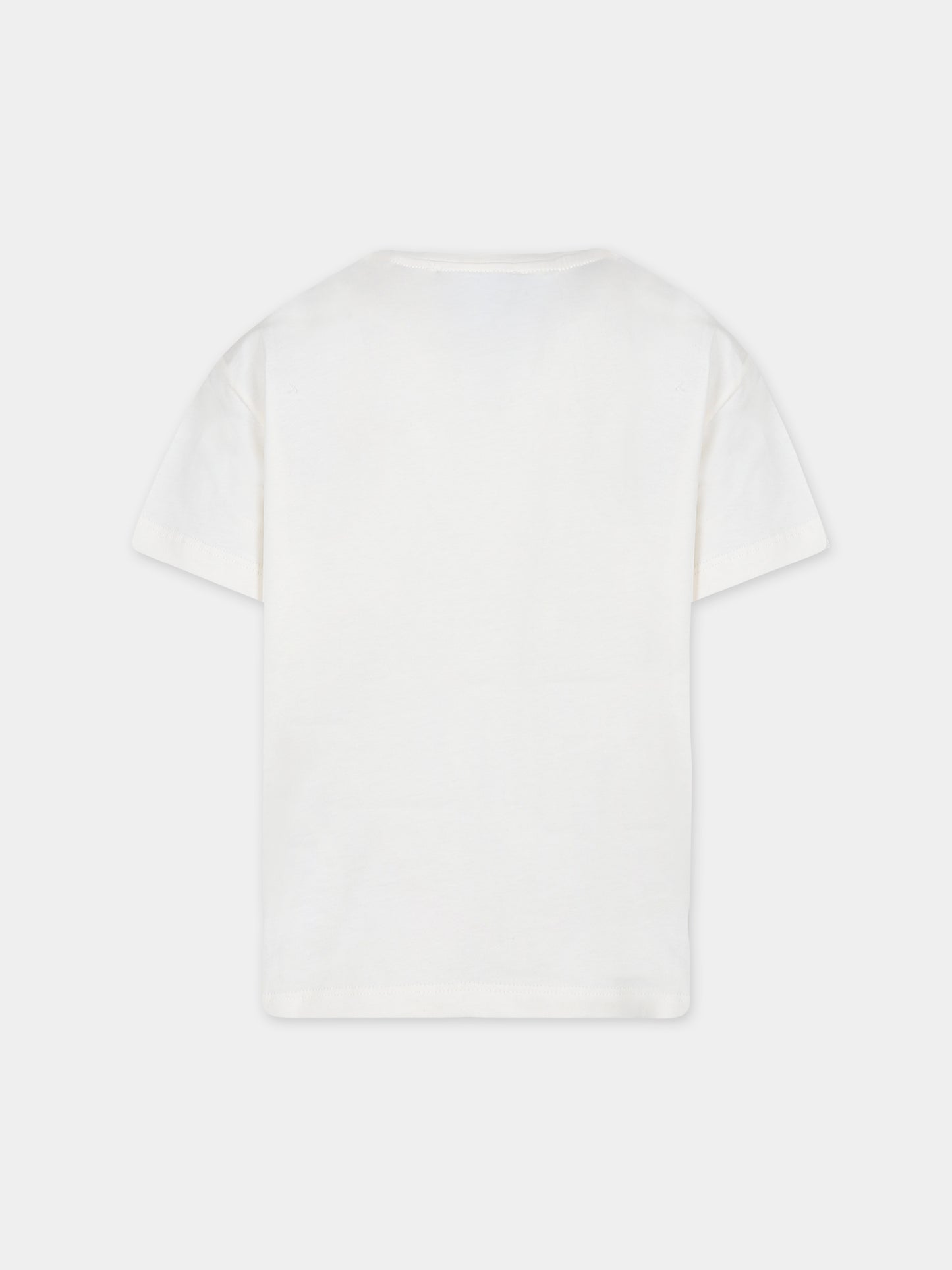 T-shirt avorio per bambini con logo,Msgm Kids,F3MSJUTH205 013