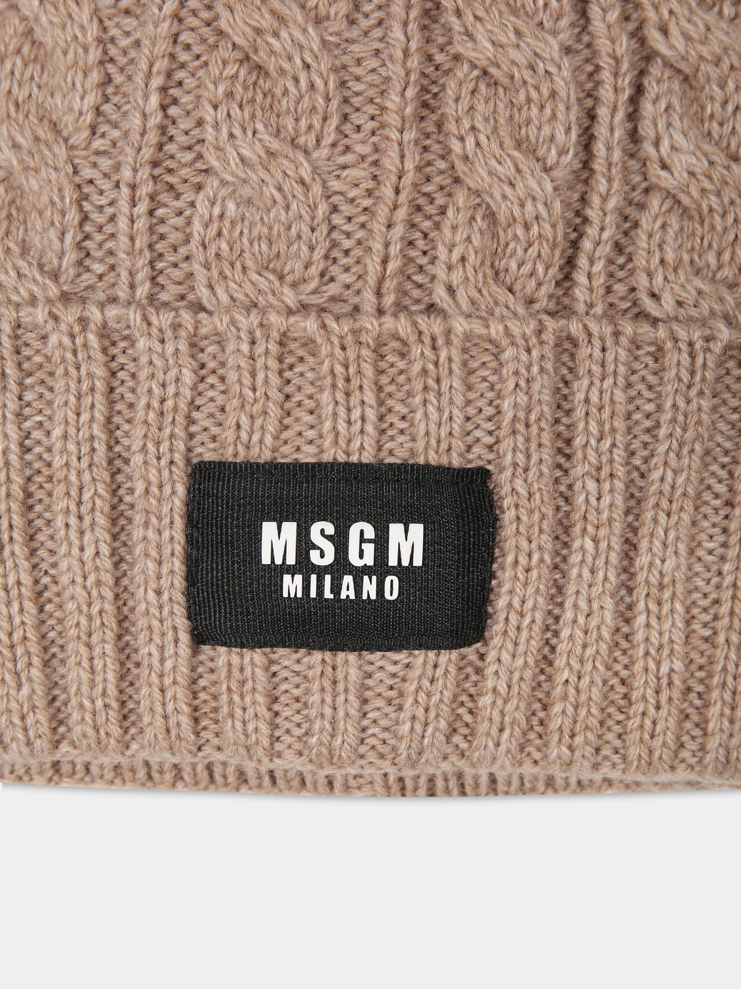 Berretto beige per bambini con logo,Msgm Kids,F3MSJUHT057 015