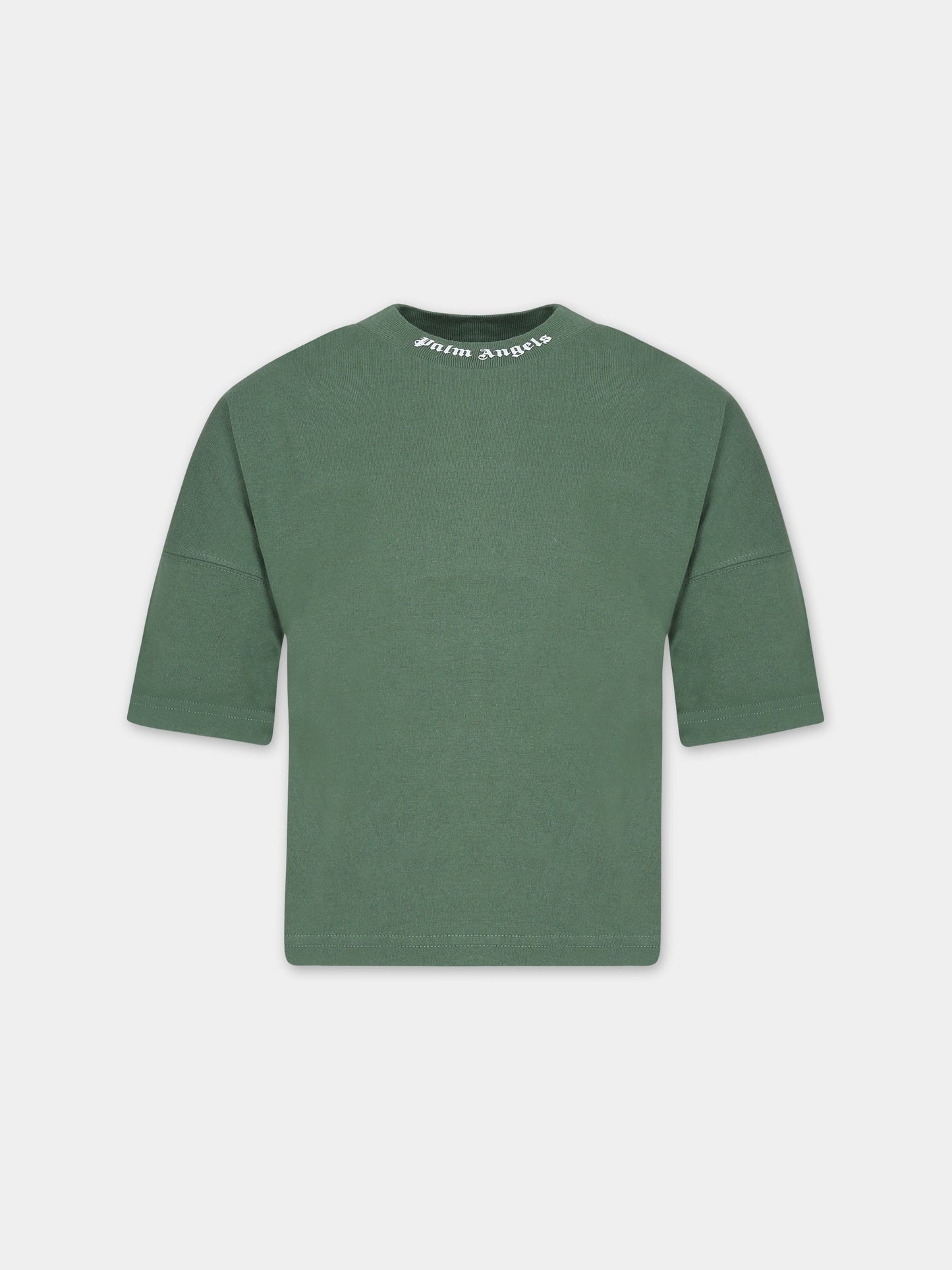 T-shirt verde per bambini con logo,Palm Angels,PBAA002C99JER0015501