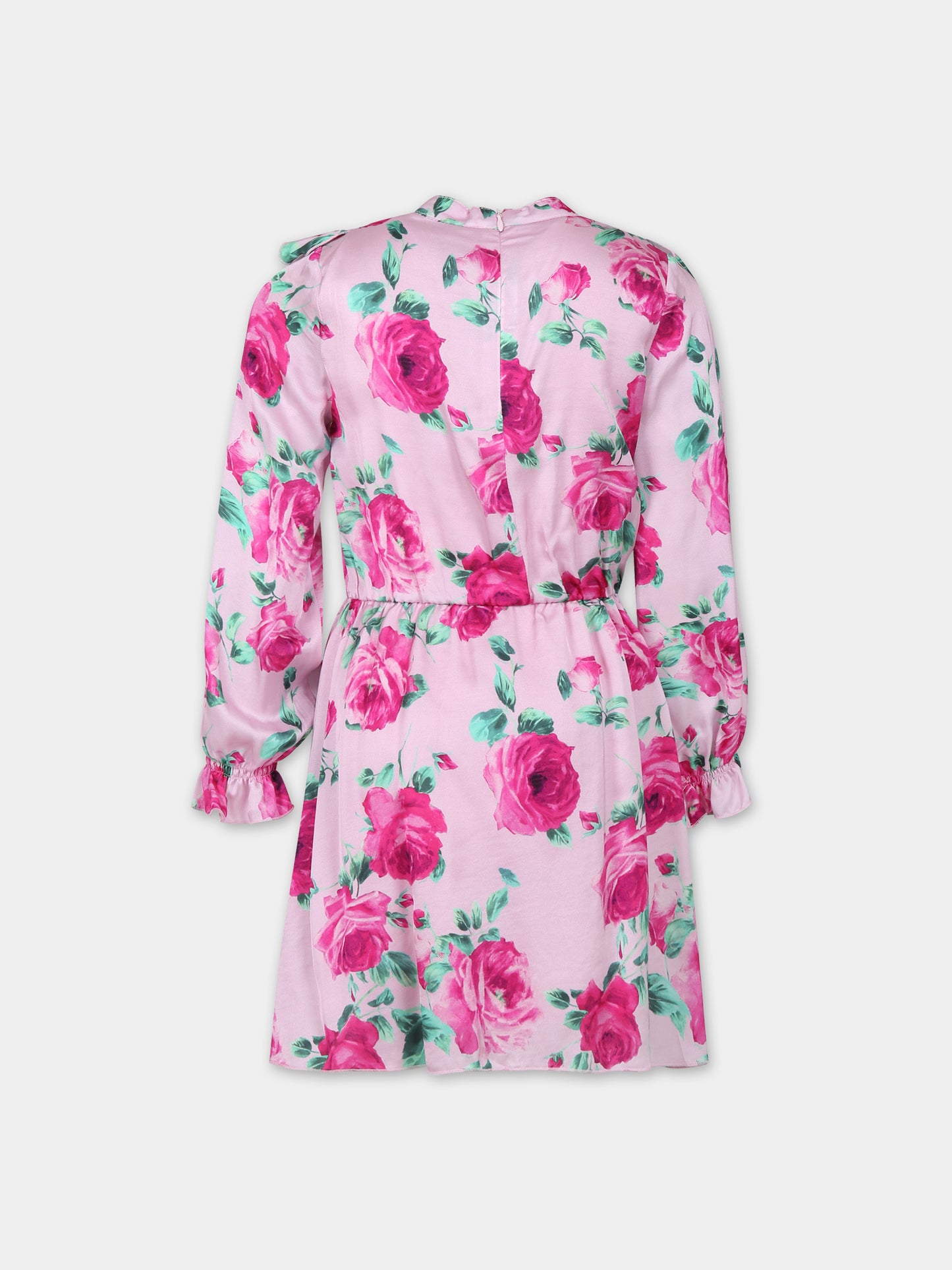 Vestito rosa per bambina con stampa floreale,Blumarine Baby,IF3164 Q9829