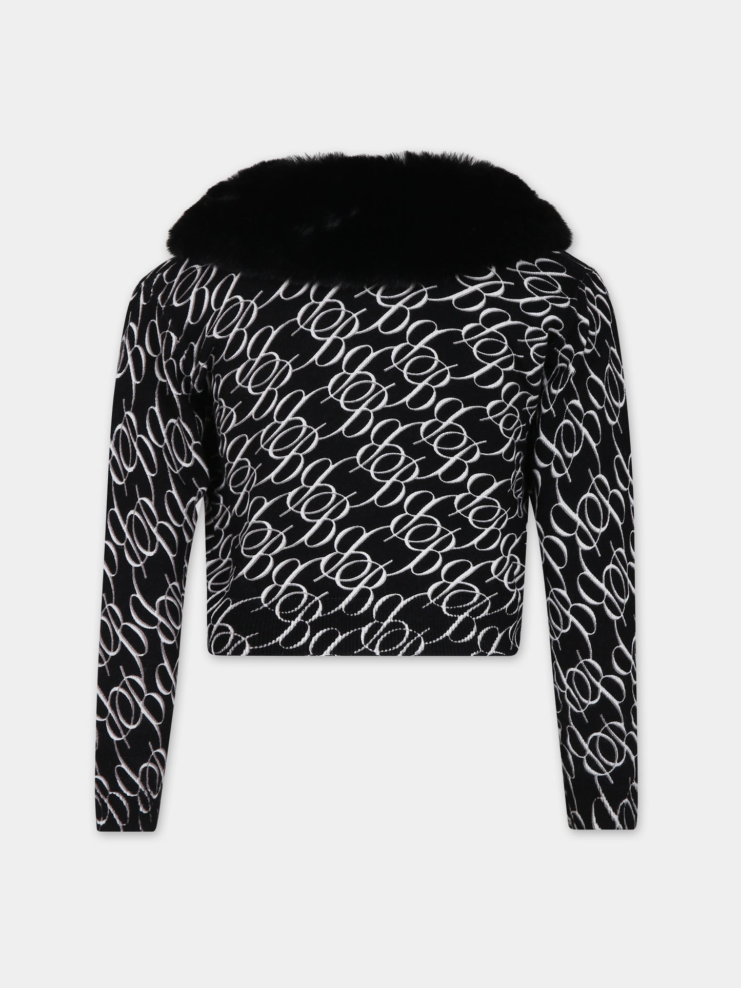 Cardigan nero per bambina con logo,Blumarine Baby,IF3091 09M04