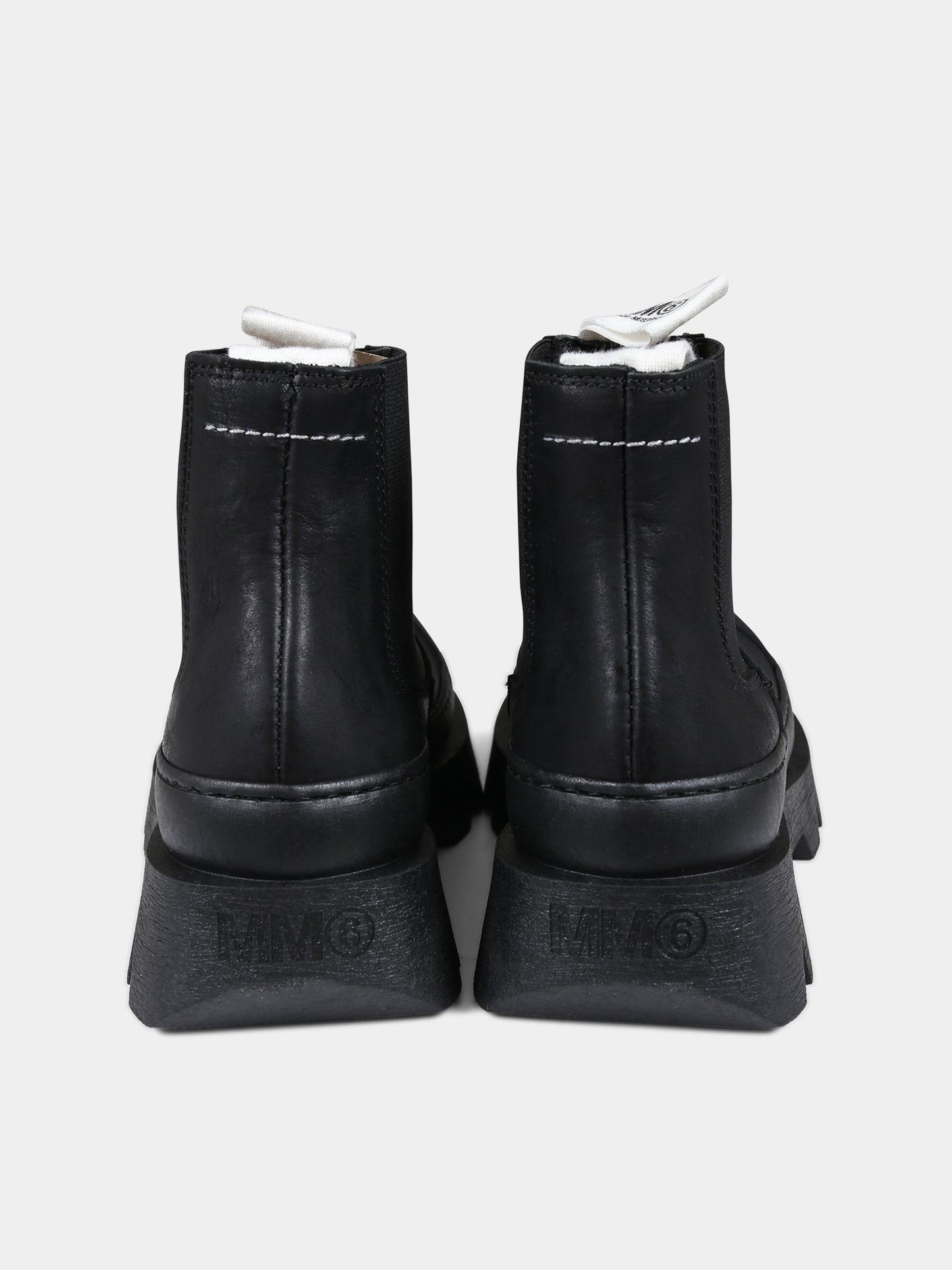 Stivaletti neri per bambini con logo,Mm6 Maison Margiela,75042 1