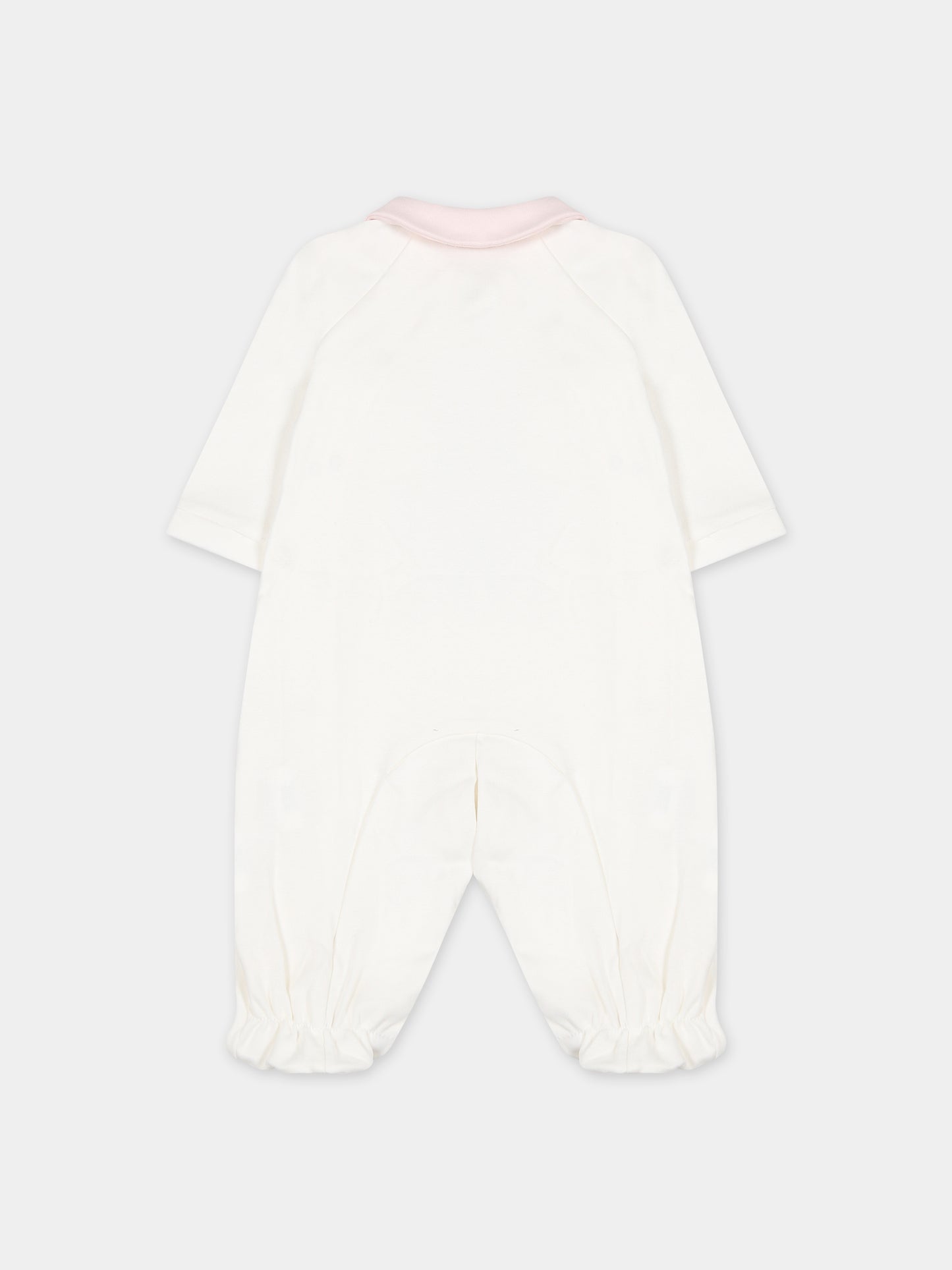 Tutina bianca per neonata con stampa orso e logo,Monnalisa,35B208 2004 0001