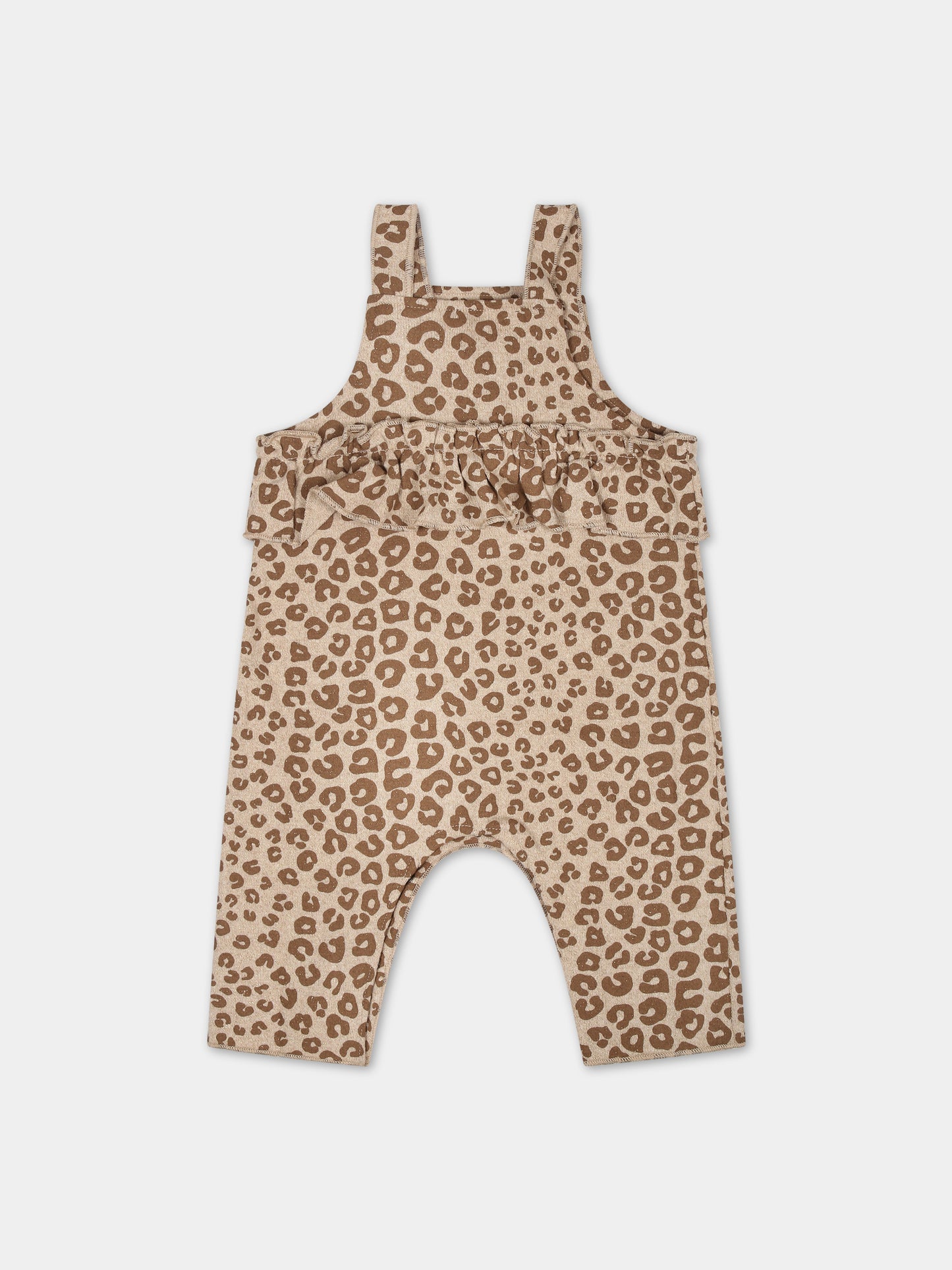 Salopette beige per neonata con stampa animalier,Zhoe & Tobiah,LM1 45