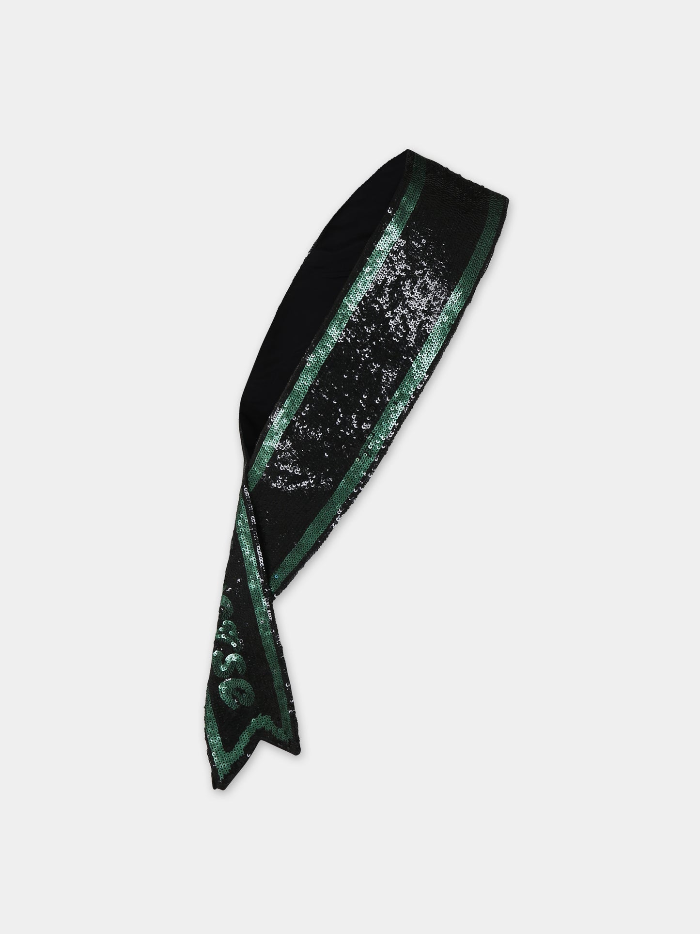 Sciarpa nera per bambina con scritta,Caroline Bosmans,AW23 9012 9000