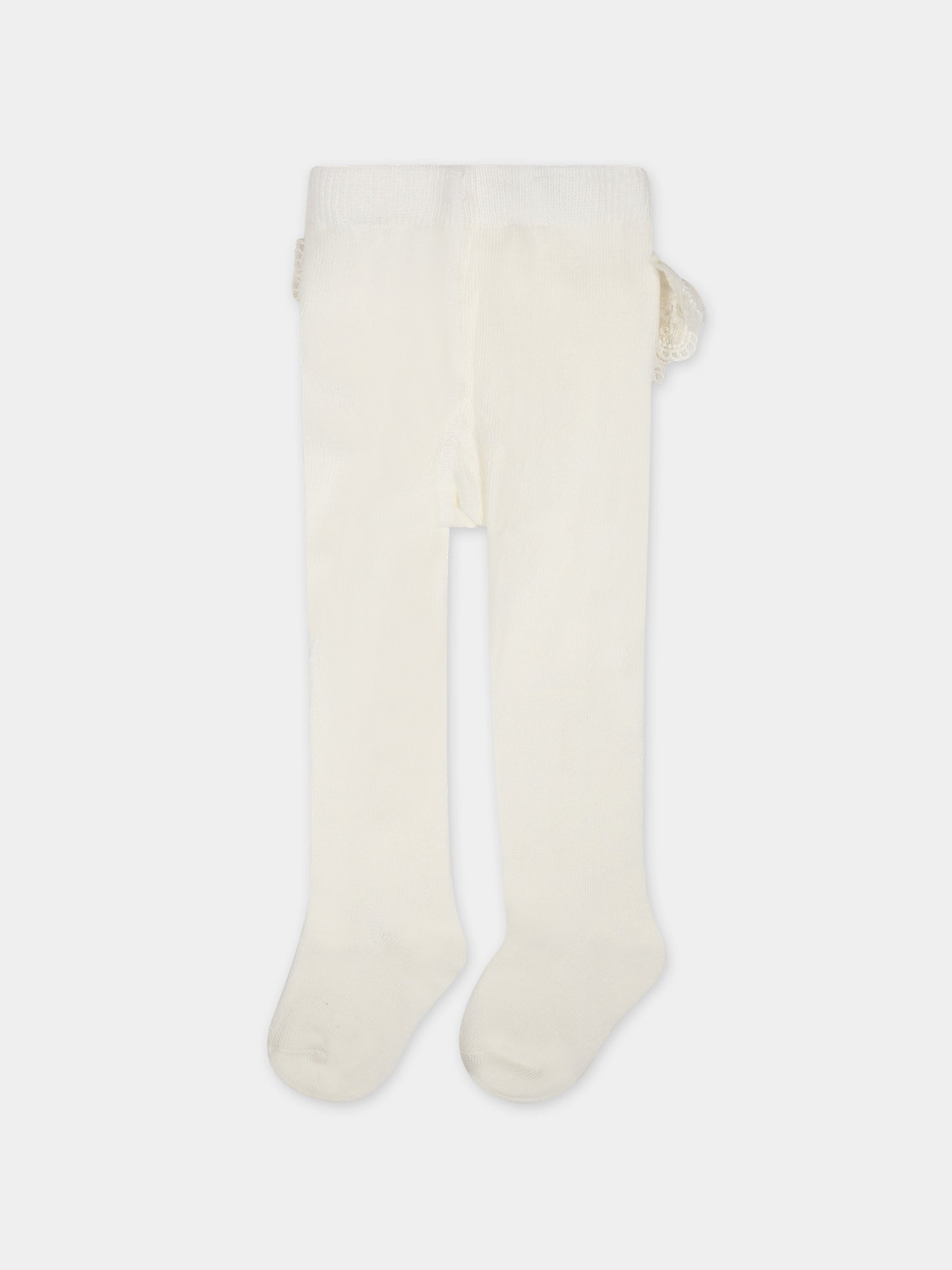 Collant avorio per neonata con rouches,Mayoral,10517 061