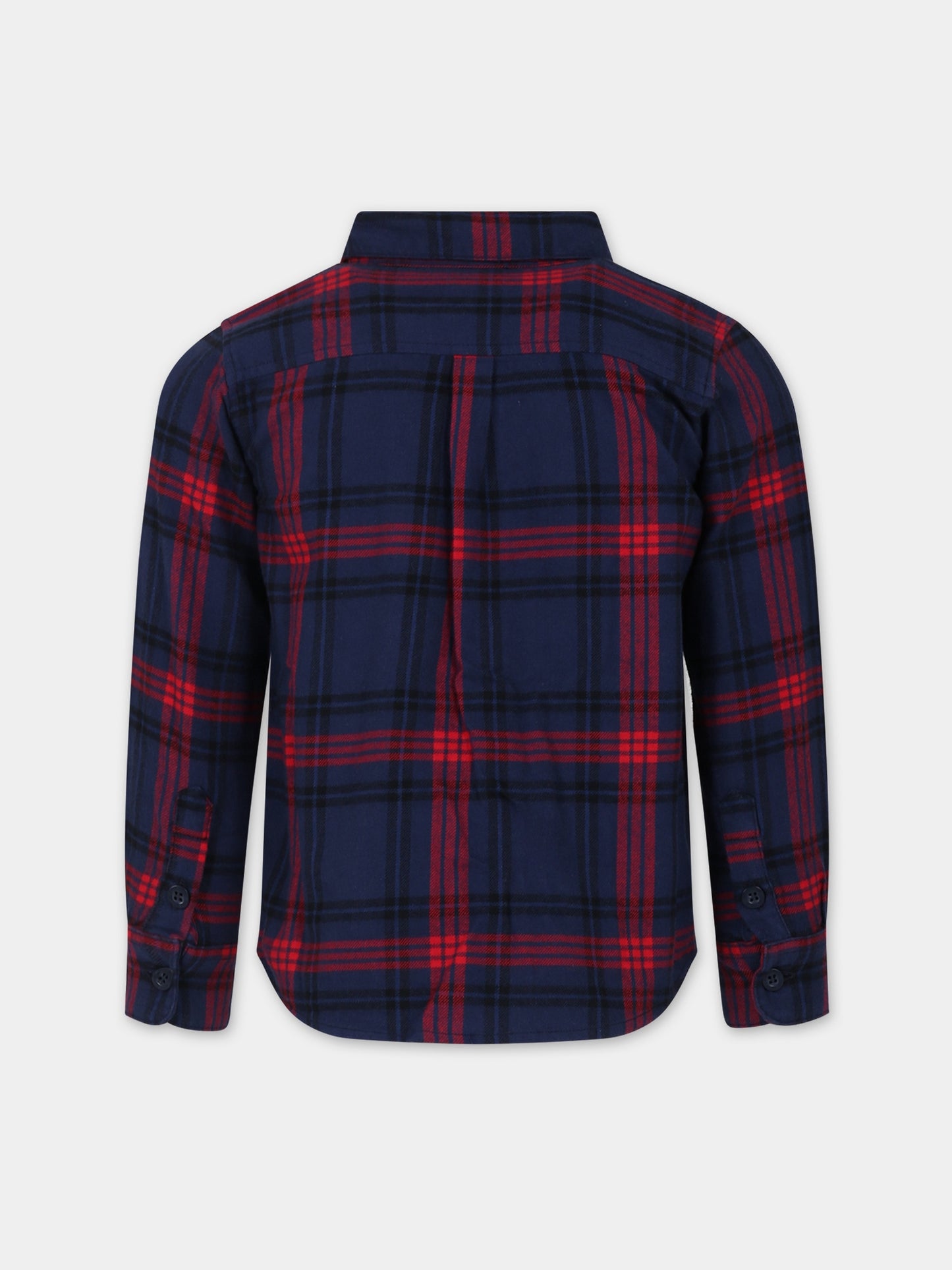 Camicia blu per bambino con logo,Petit Bateau,A08BT 01