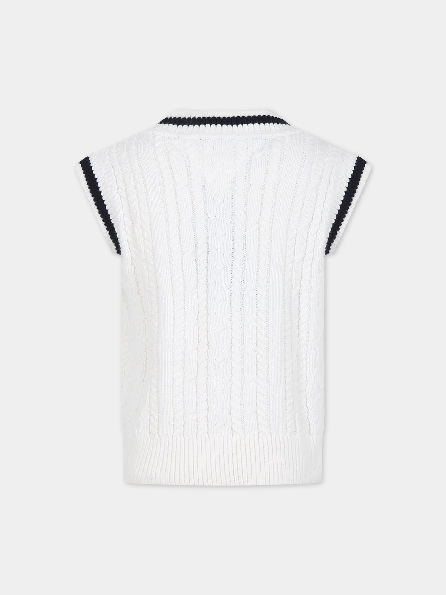 Maglia gilet avorio per bambino con iconica bandierina,Tommy Hilfiger Junior,23WMTHKB0KB08510T YBH