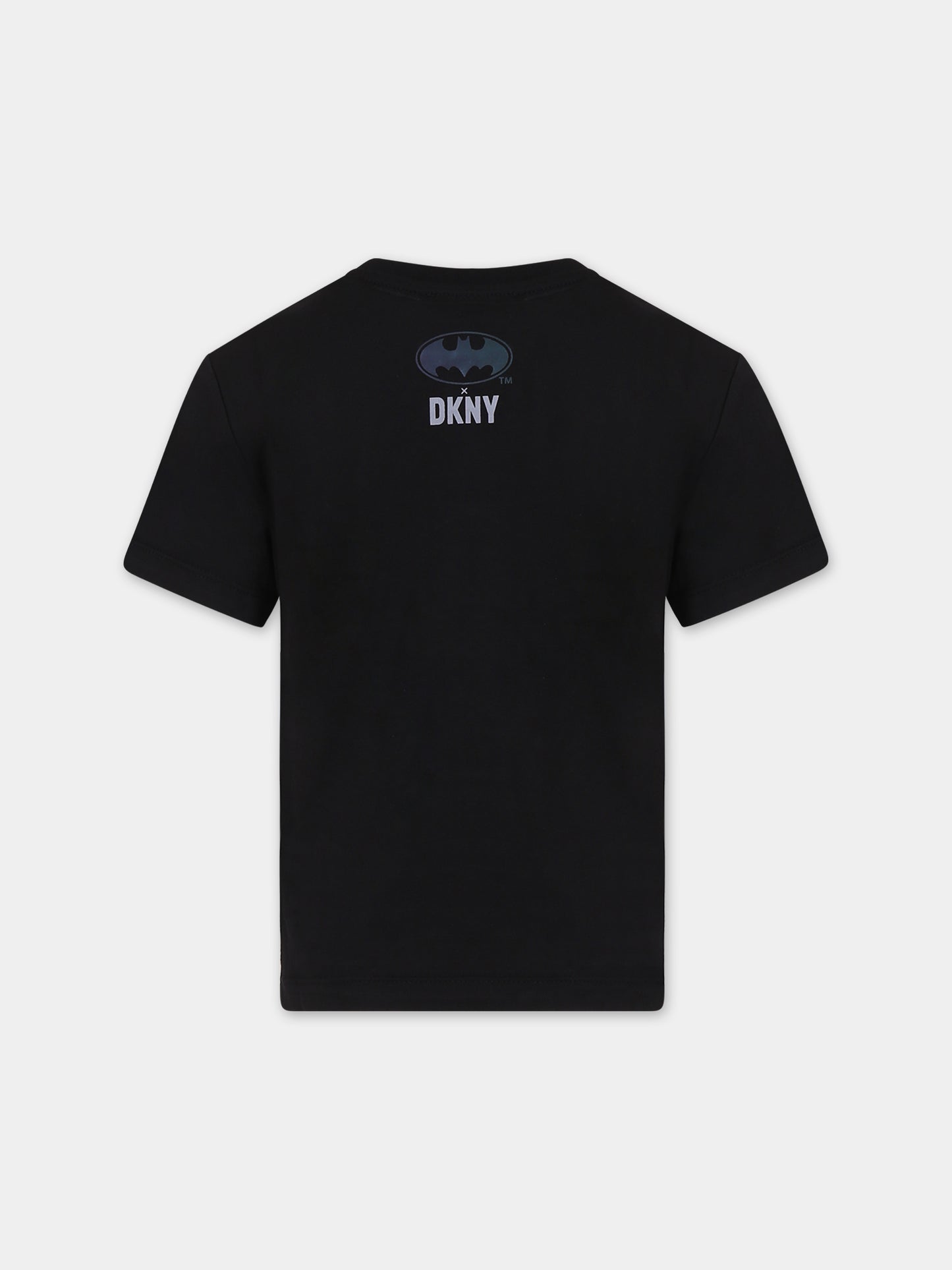 T-shirt nera per bambino con logo,Dkny,D55009 09B
