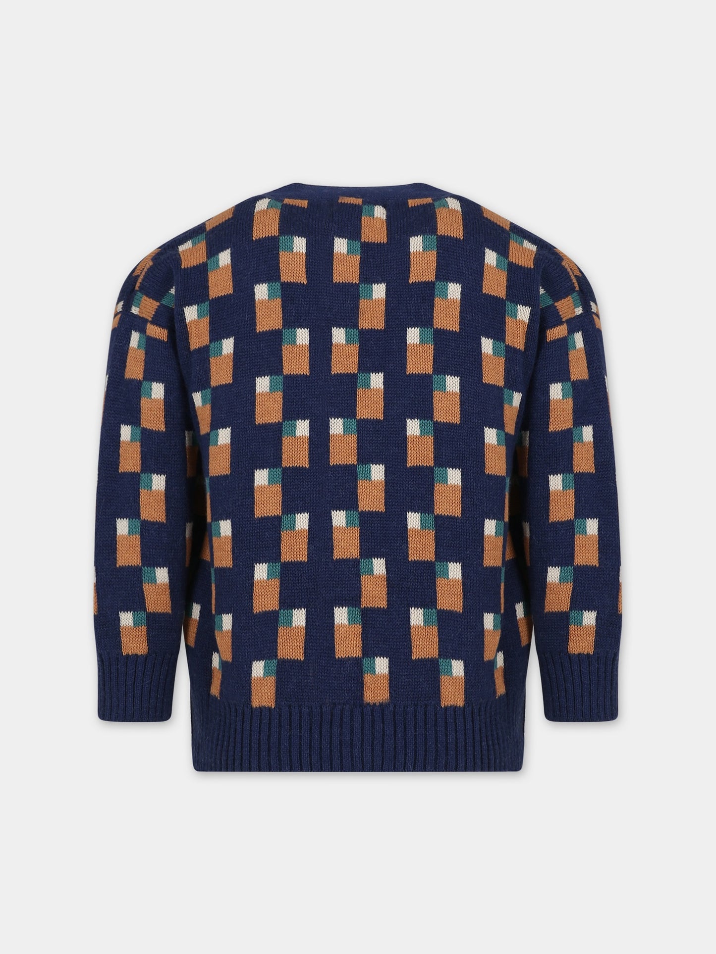 Cardigan blu per bambino con motivo jacquard,Coco Au Lait,15COCOAW231077B