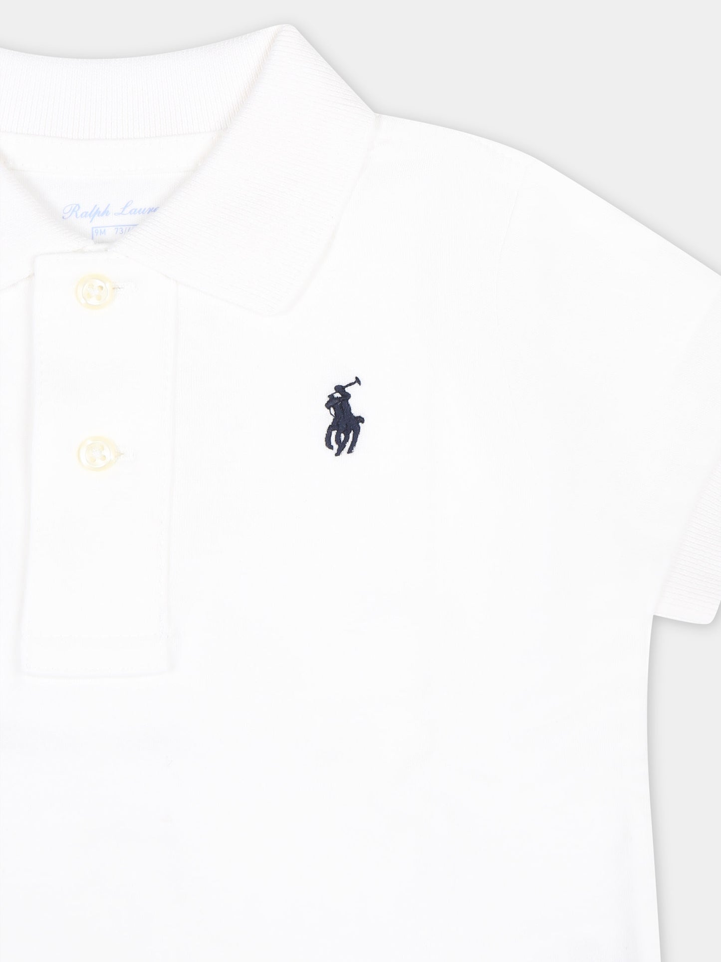 Polo a manica corta bianca per neonato con iconico Pony ricamato,Ralph Lauren Kids,570127001