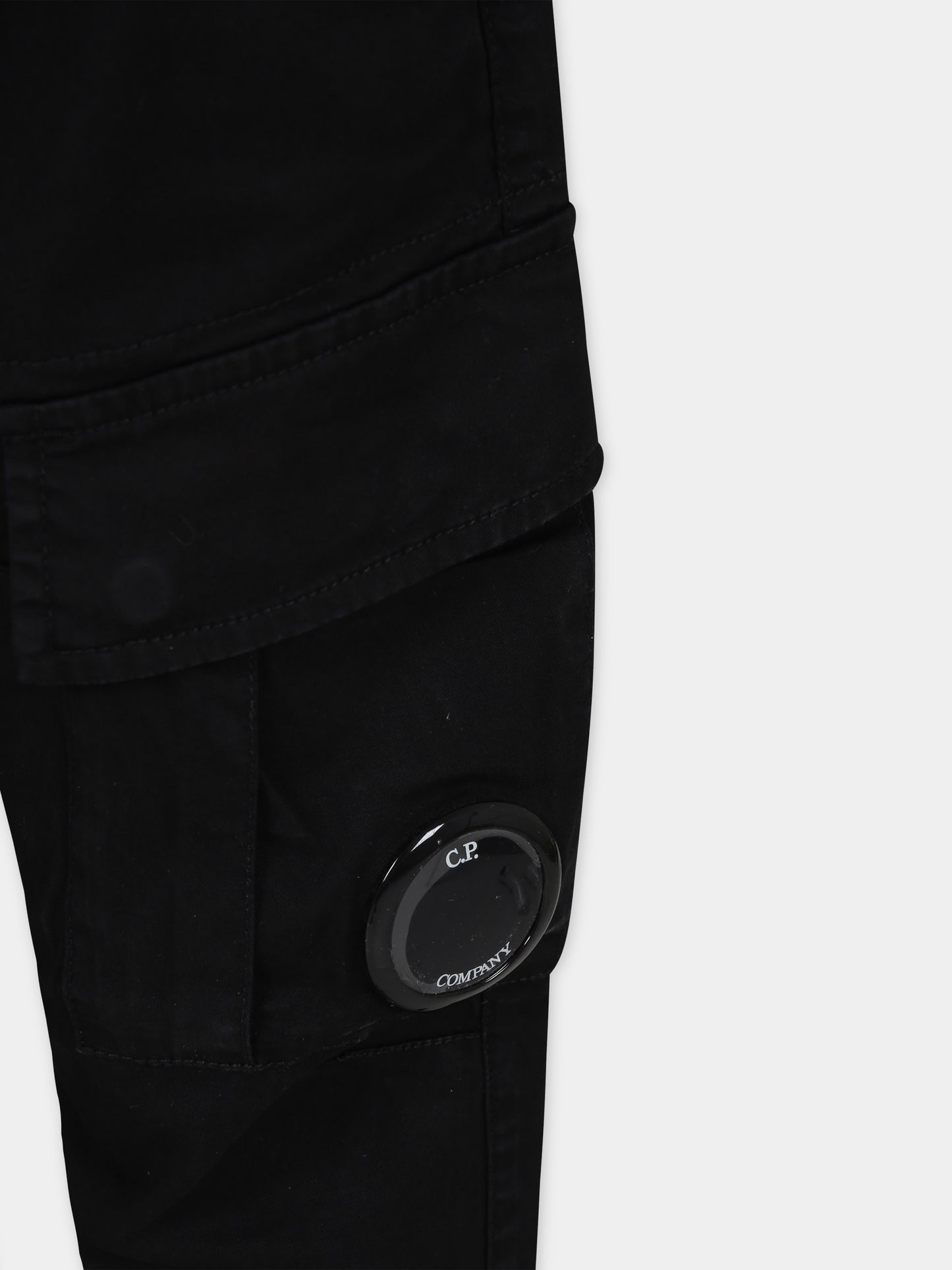 Pantaloni neri per bambino con C.P. Company Lens,C. P. Company,CUP004 LRC05 60100