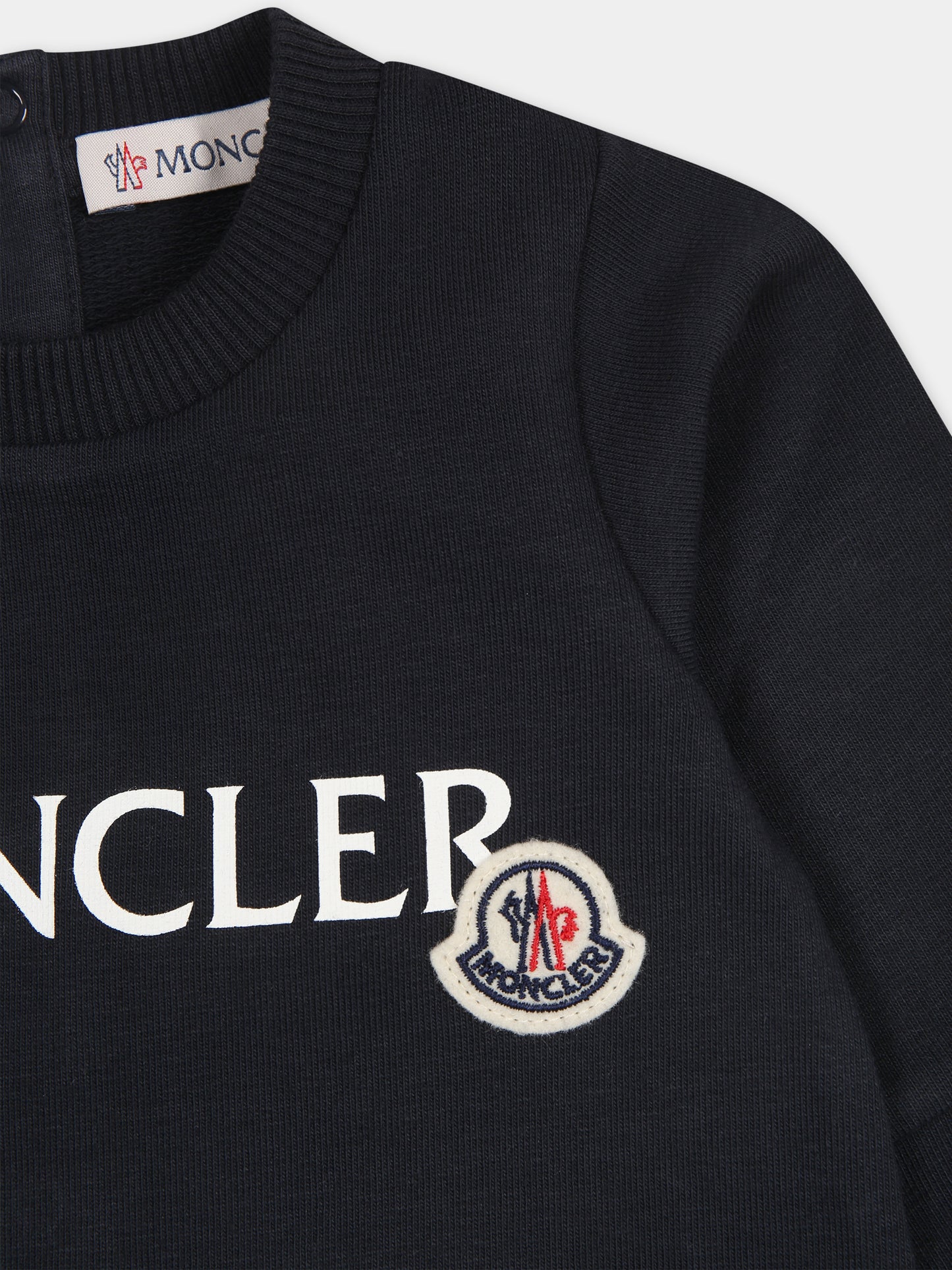 Tutina blu per neonato con logo,Moncler Kids,951 8L00002 899AR 778