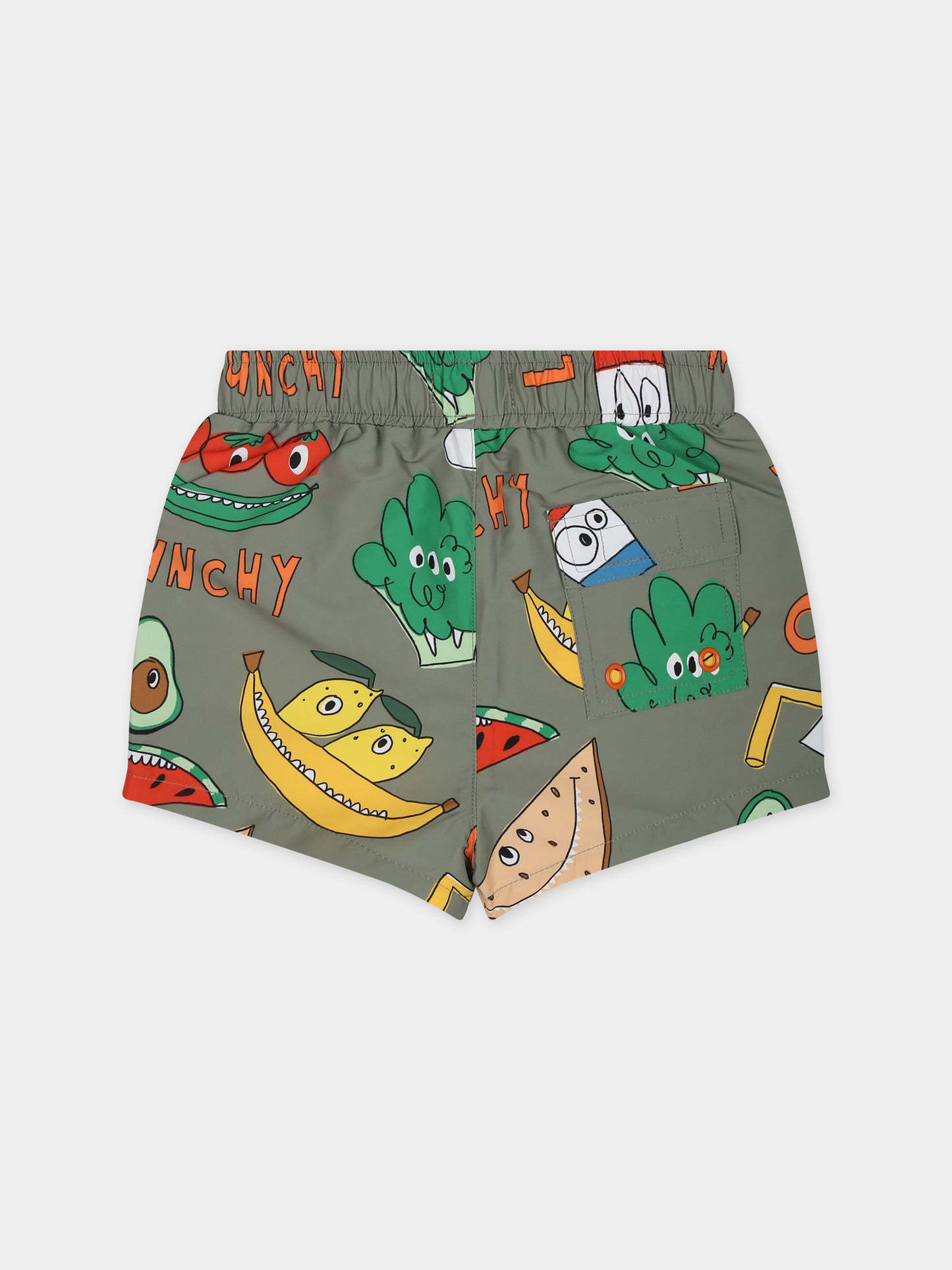 Boxer mare verde per neonato con stampa frutta e verdura,Stella Mccartney Kids,TUCP49 Z1707 727MC